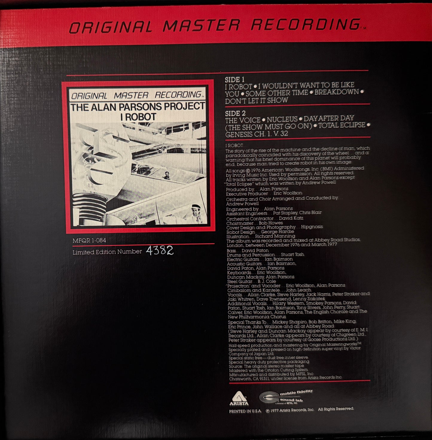 Alan Parsons Project - I Robot (Mobile Fidelity Sound Lab UHQR 200 Gram Flat Profile)