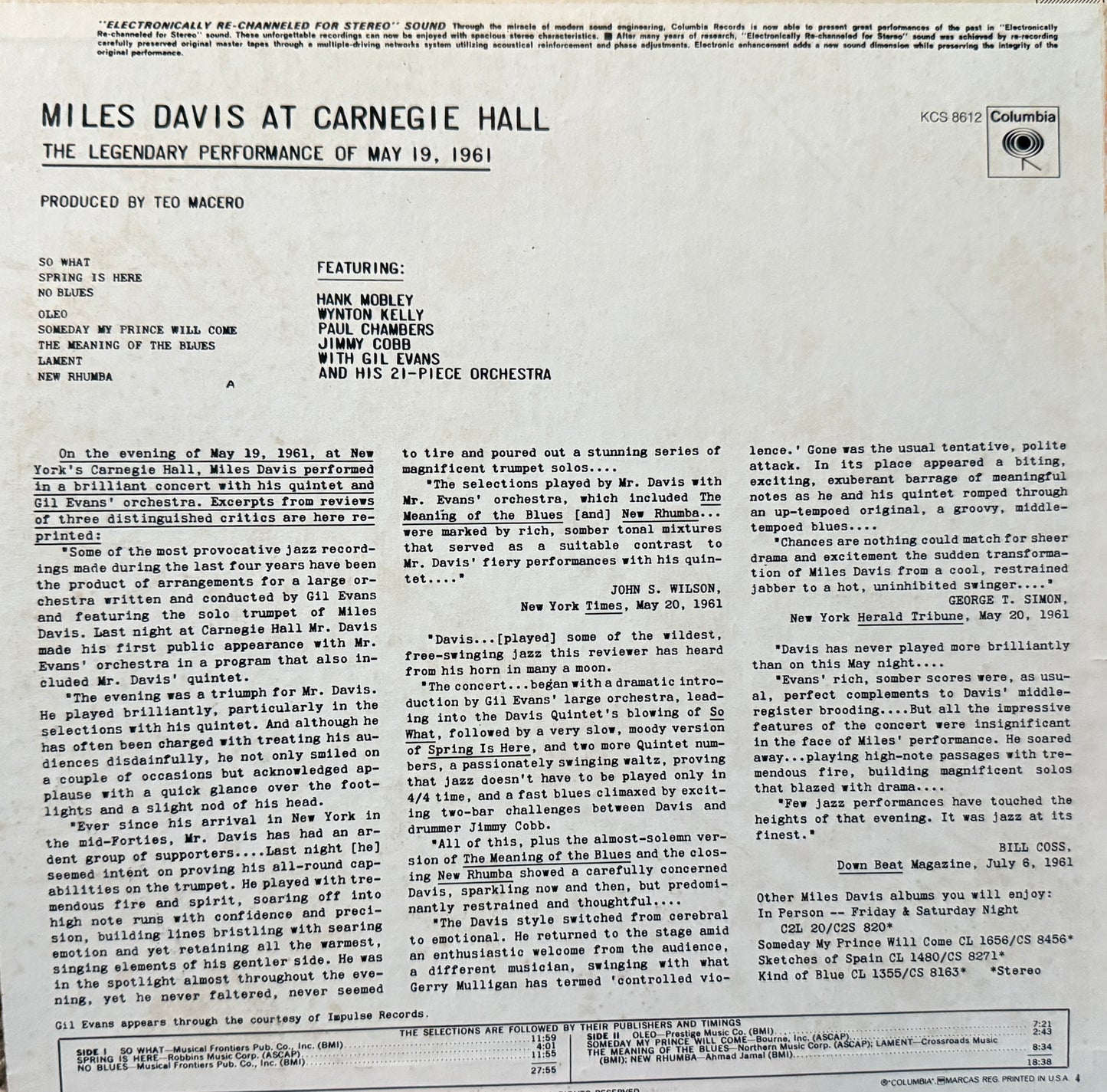 Miles Davis - At Carnegie Hall (70’s Columbia)