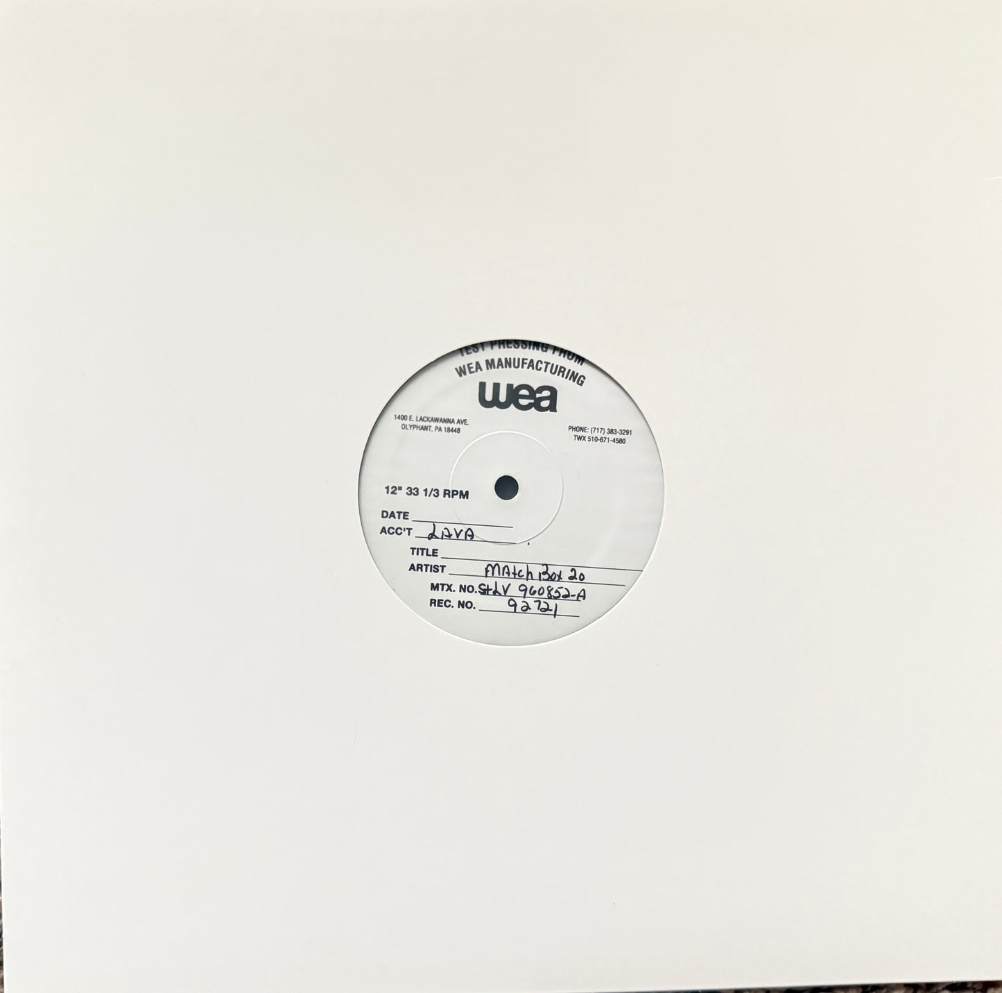 Matchbox Twenty - Yourself Or Someone Like You (1996 Lava U.S. Test Pressing)
