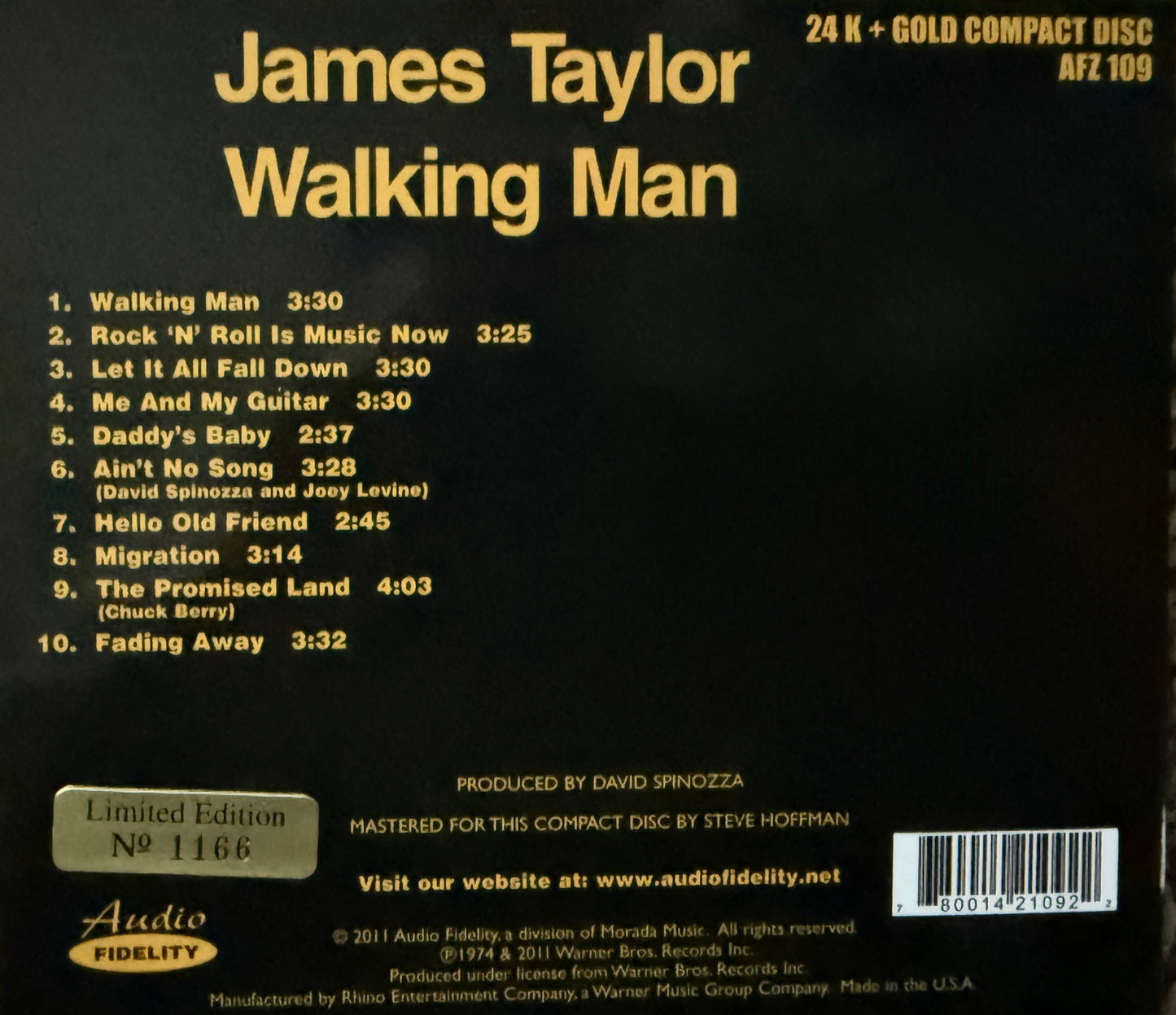 James Taylor - Walking Man (Audio Fidelity Gold CD)
