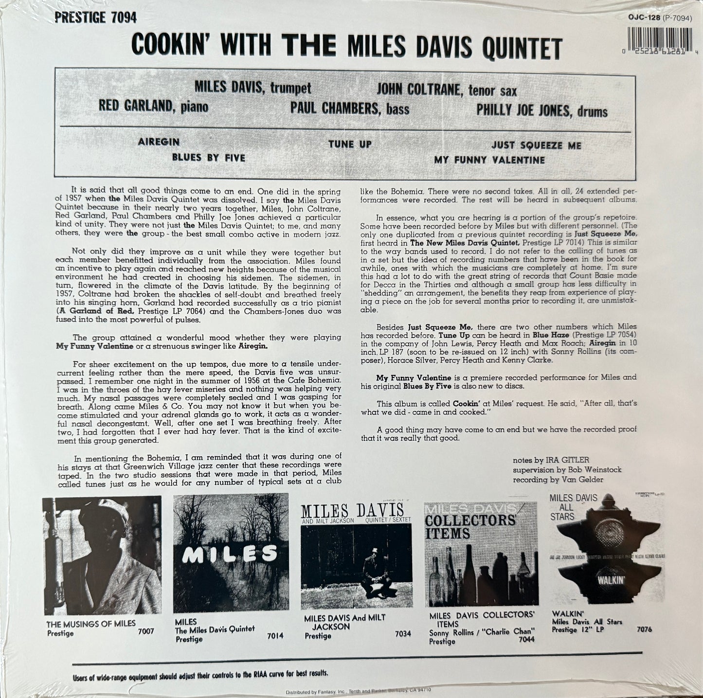 Miles Davis - Cookin’ (Indie Blue) Factory Sealed