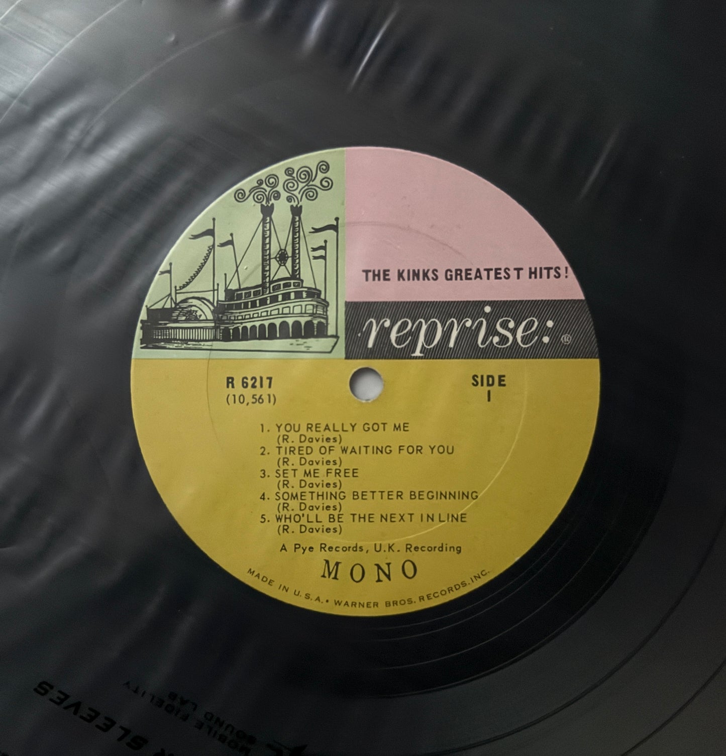 Kinks - Greatest Hits (1966 U.S. Mono TriColor Steam Boat)