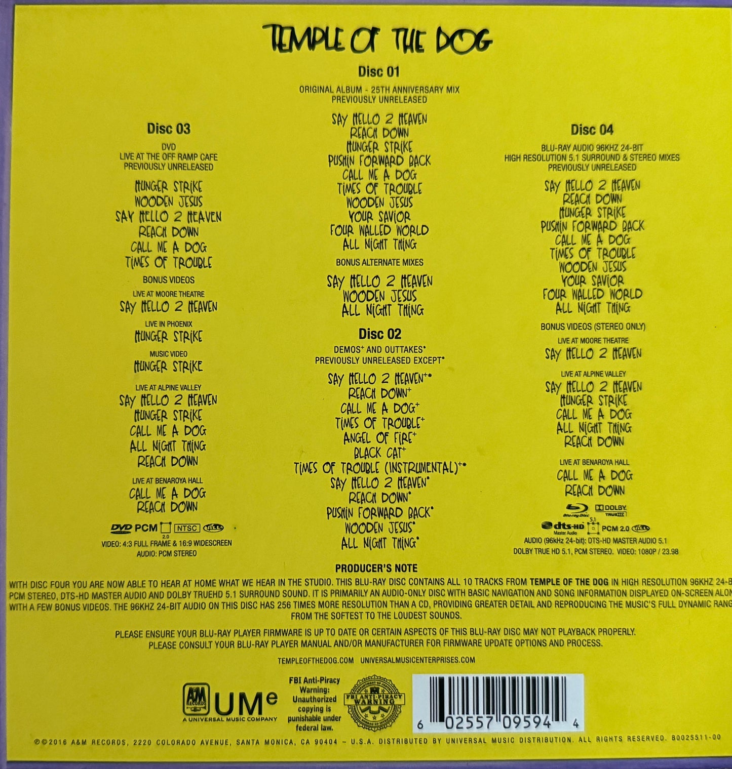 Temple Of The Dog - Temple Of The Dog (25th Anniversary CD/Bluray Boxset)