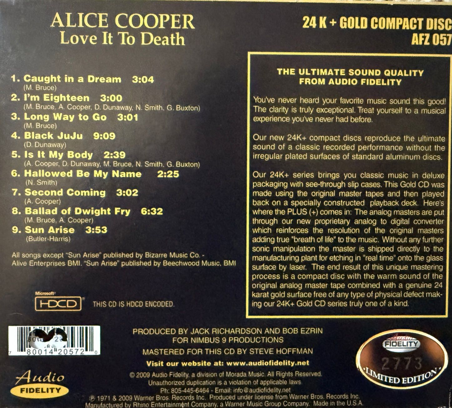 Alice Cooper - Love It To Death (Audio Fidelity Gold CD)