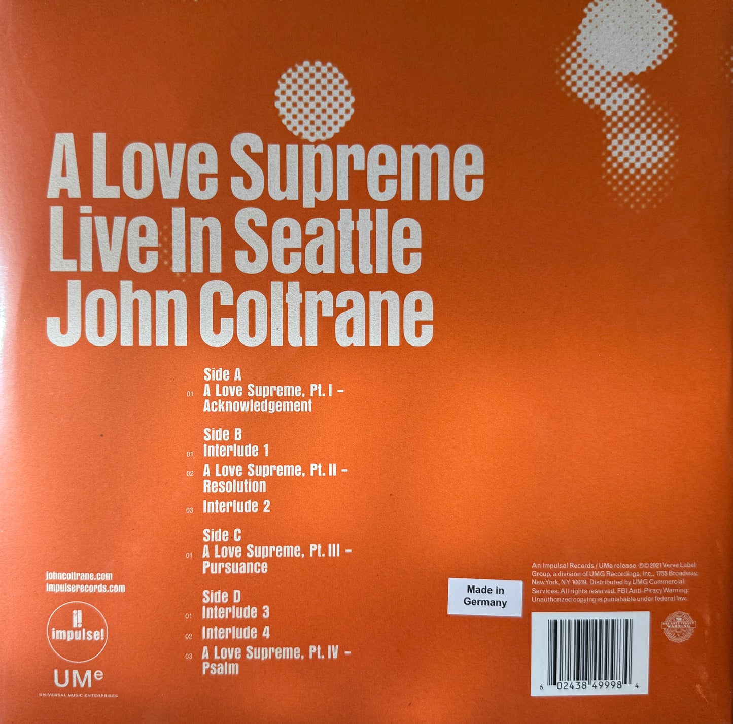 John Coltrane - Love Supreme:Live In Seattle 2XLP (Factory Sealed)