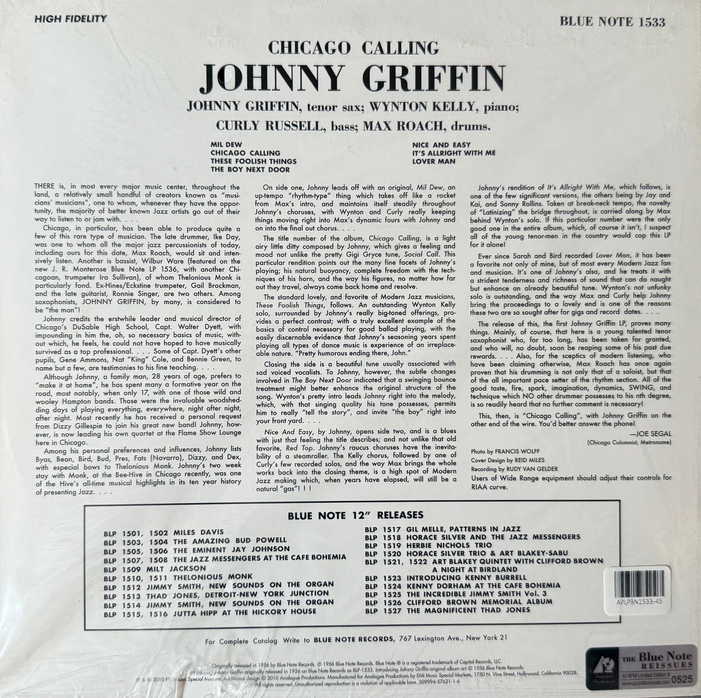 Johnny Griffin - Introducing (AP 2XLP) Factory Sealed