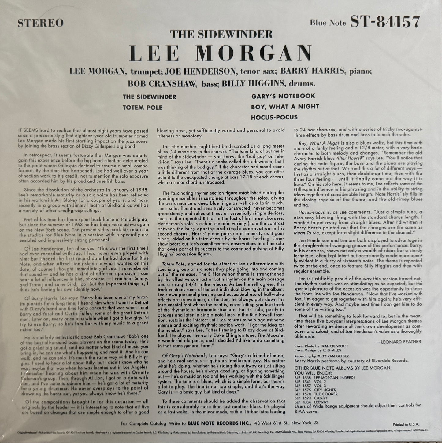 Lee Morgan - The Sidewinder (Music Matters SRX)
