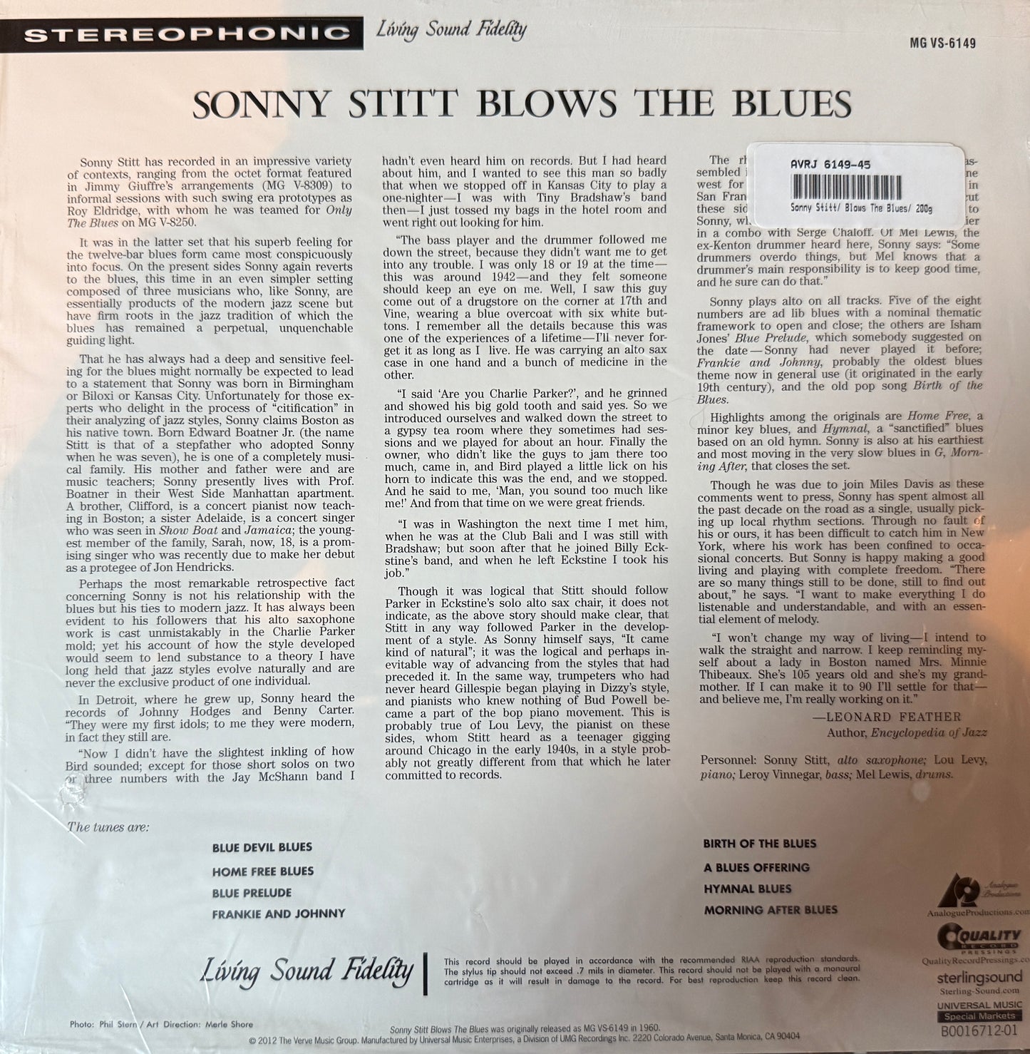 Sonny Stitt - Blows The Blues (AP 2XLP) Factory Sealed