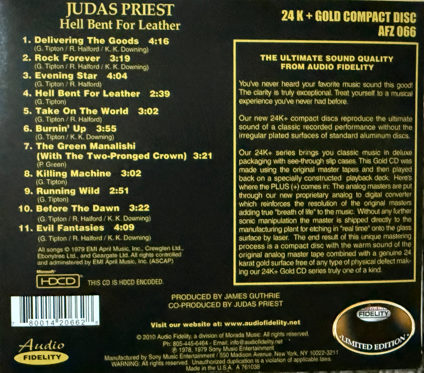 Judas Priest - Hell Bent For Leather (Audio Fidelity Gold CD)