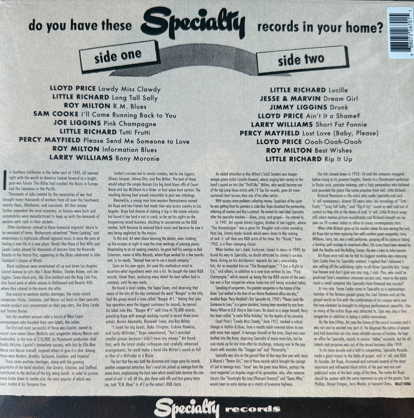 Rip It Up - The Best Of Specialty Records (Factory Sealed)