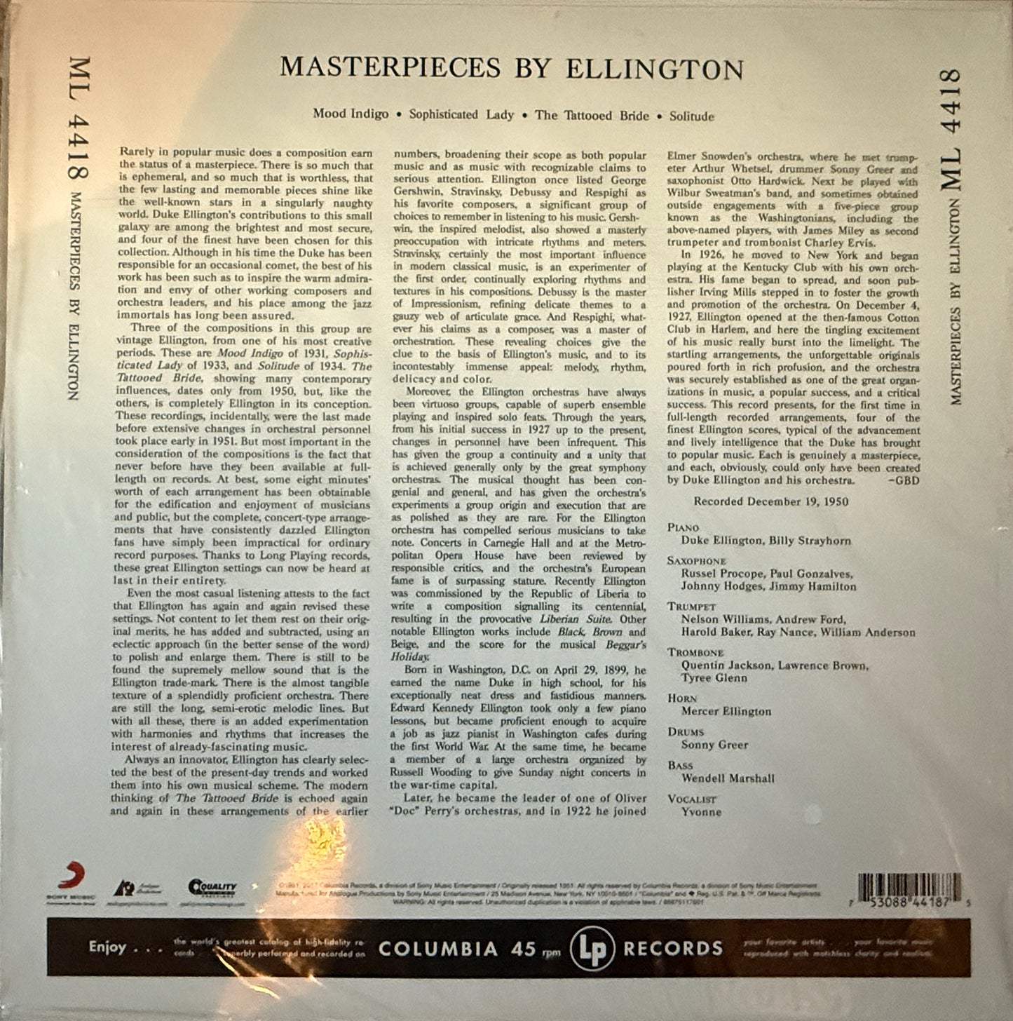 Duke Ellington - Masterpieces (AP 2XLP) Factory Sealed