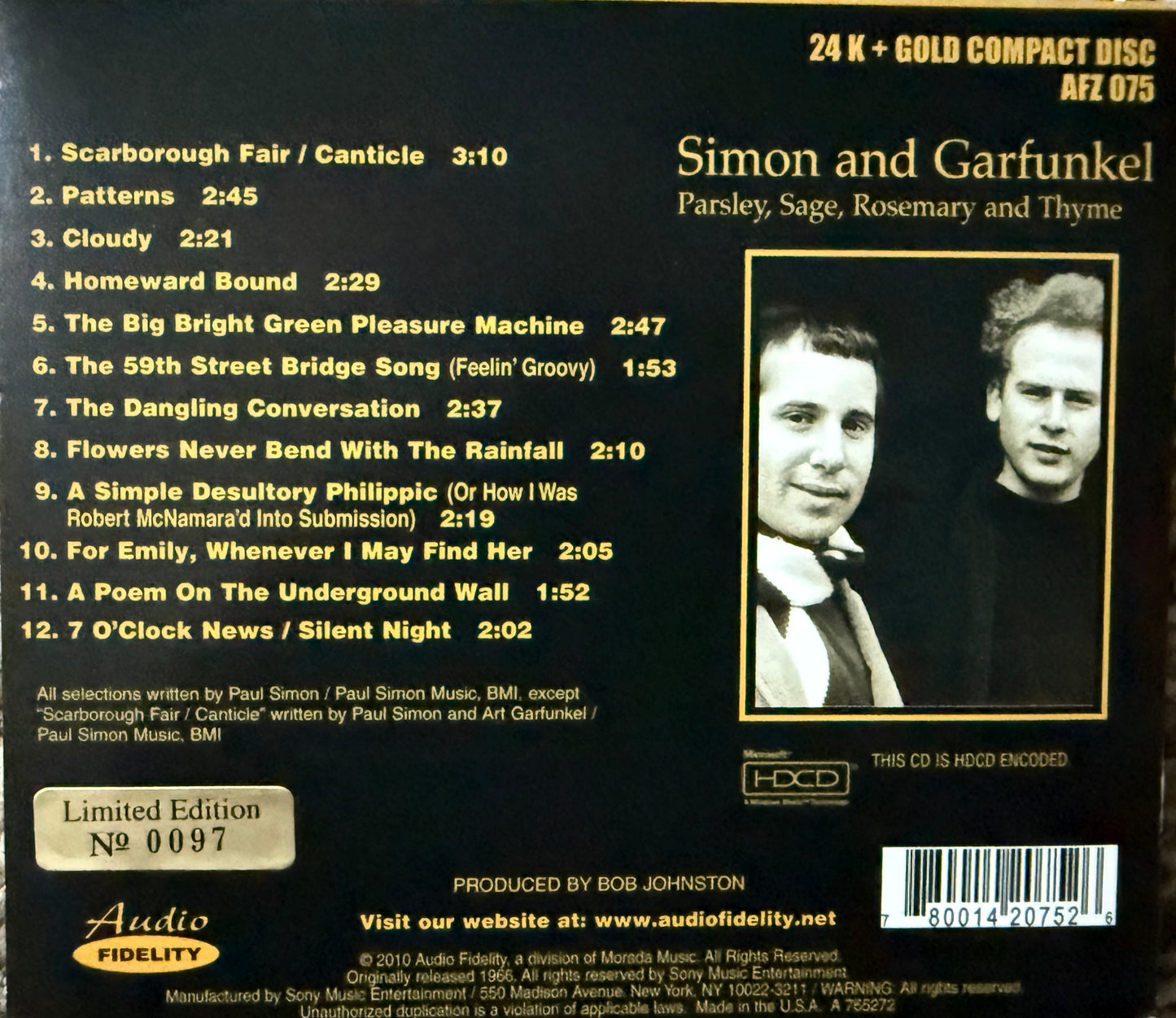 Simon & Garfunkel - Parsley, Sage Rosemary & Time (Audio Fidelity Gold CD)