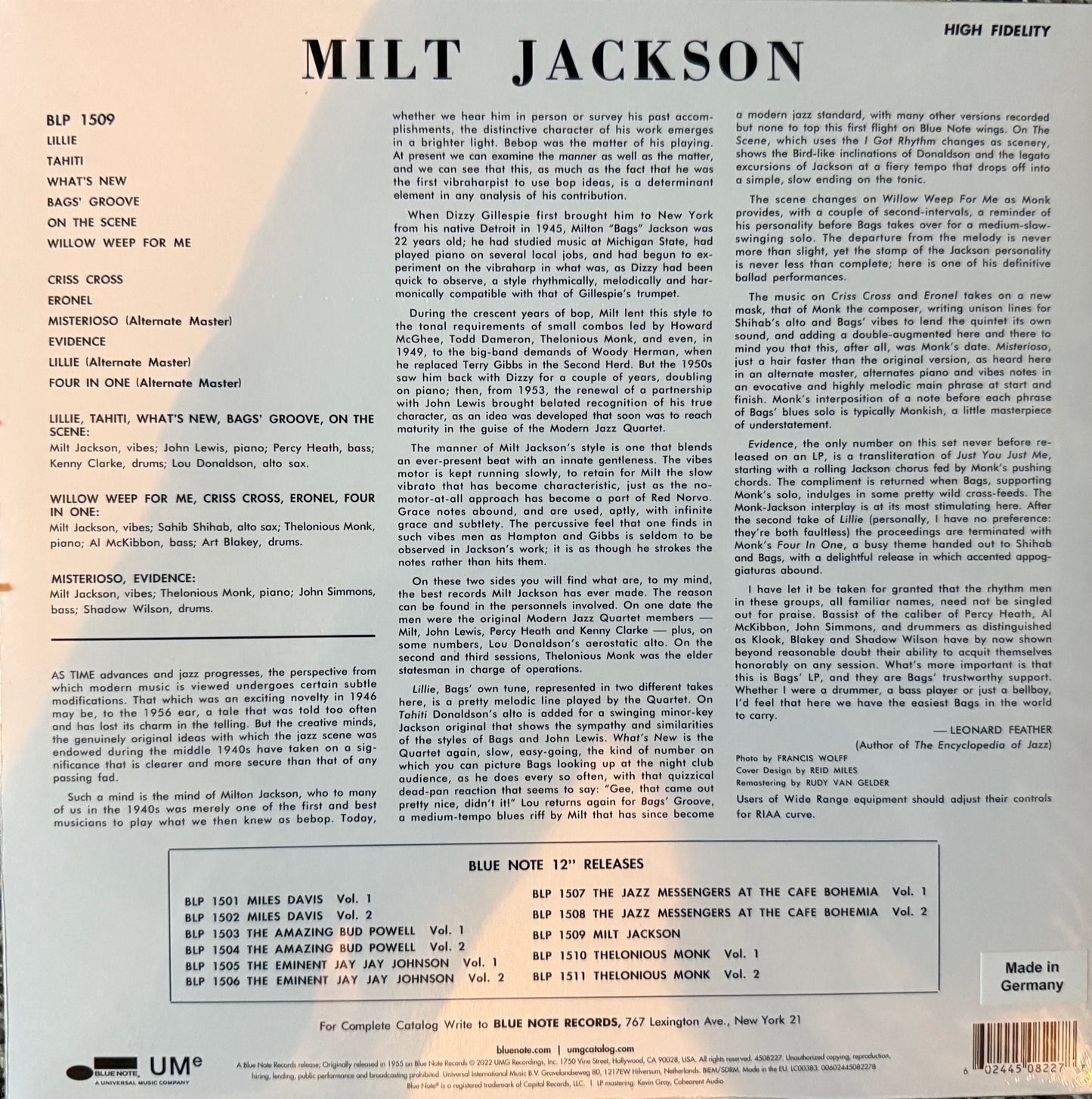 Milt Jackson - Self Titled (Blue Note Classic) Factory Sealed