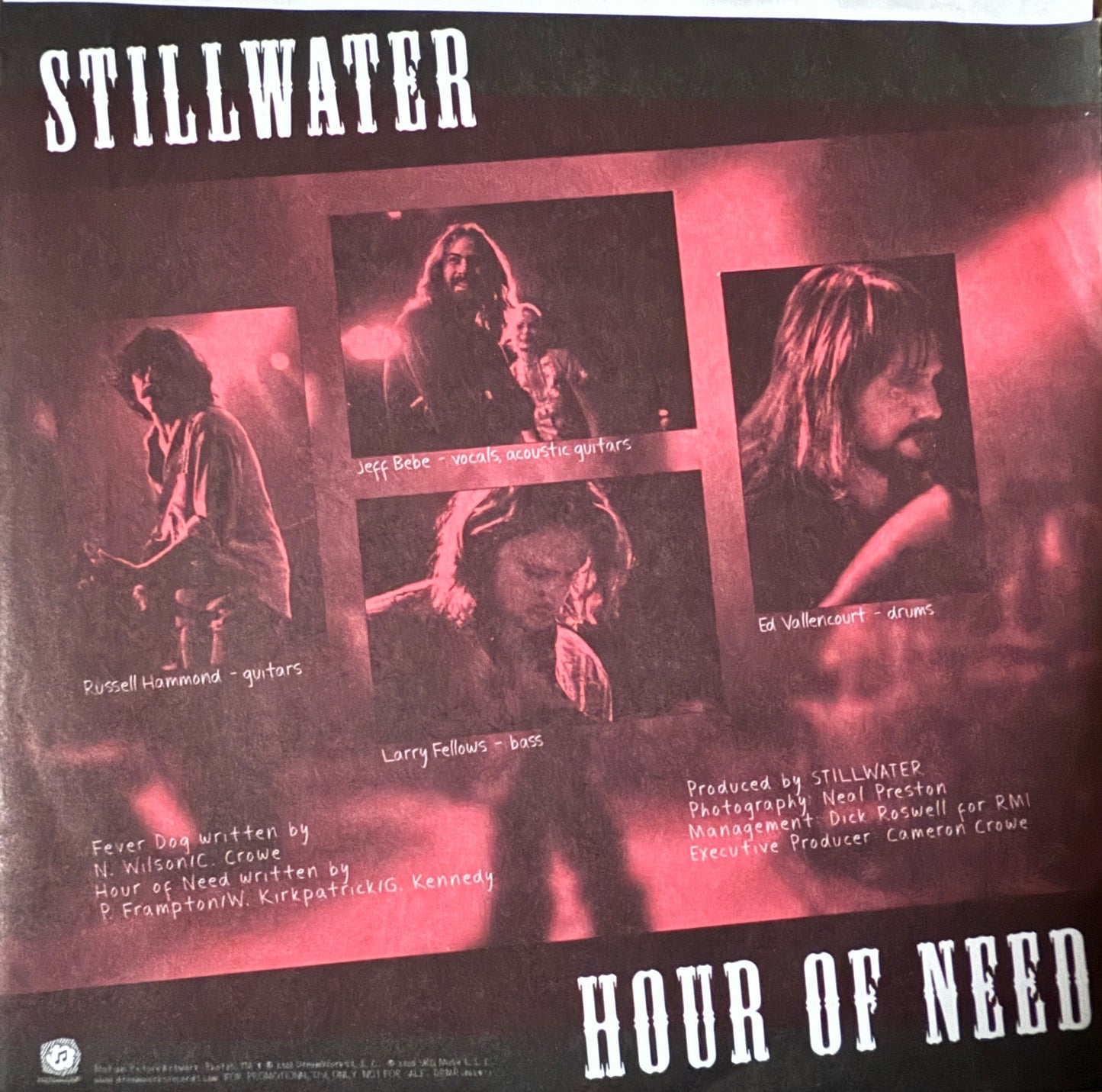 Stillwater - Fever Dog/Hour Of Need Promo 7” (Signed By Cameron Crowe & Nancy Wilson