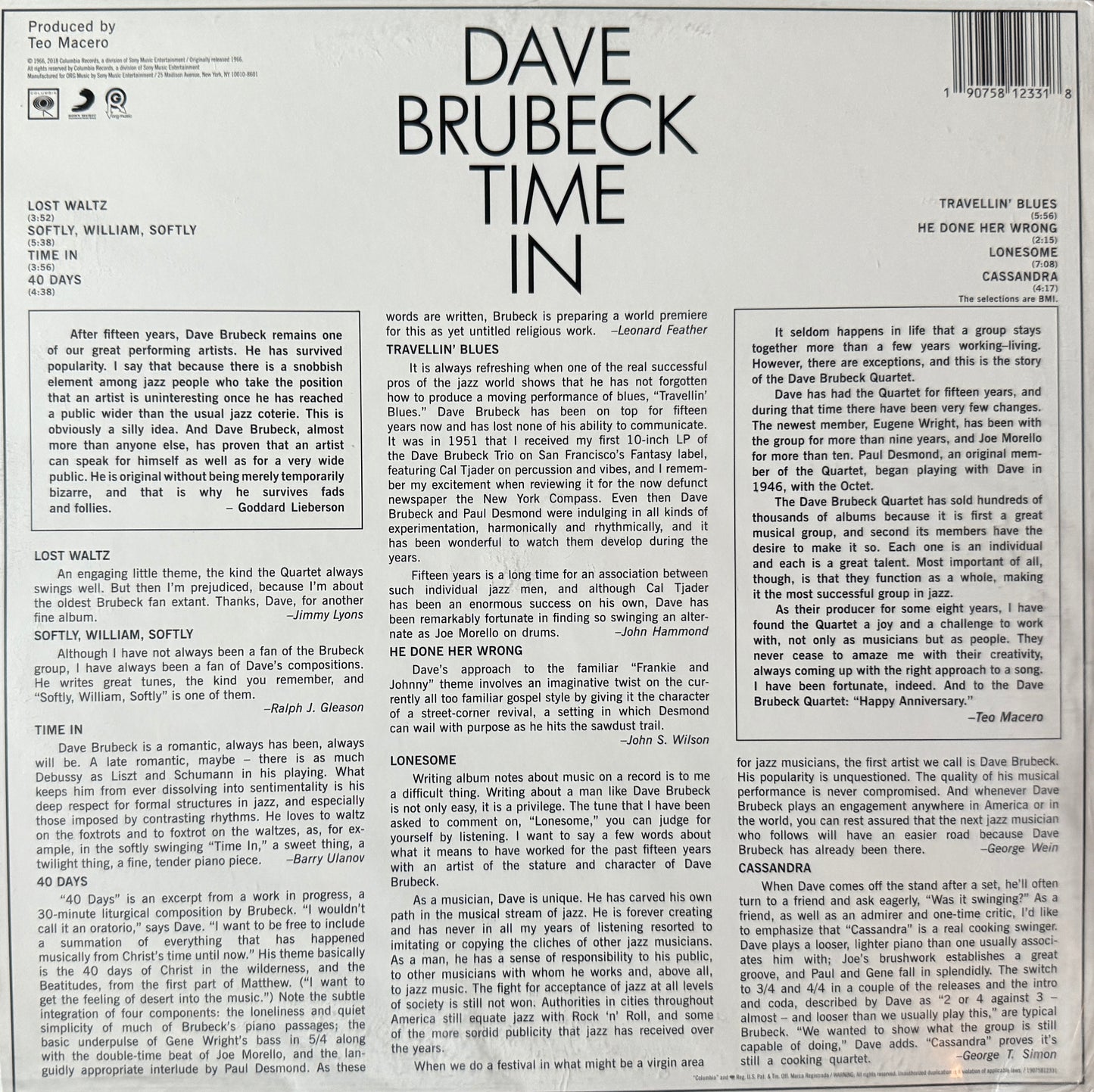 Dave Brubeck - Time In (ORG) Factory Sealed