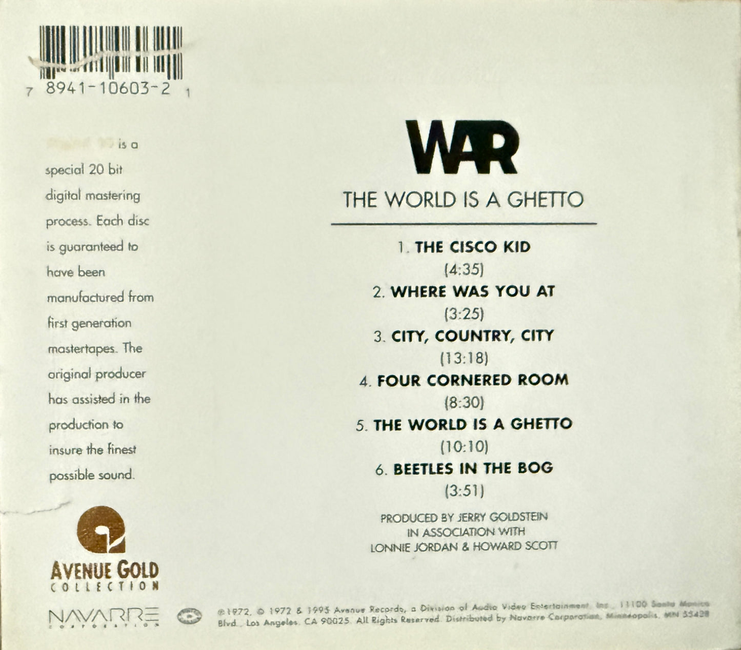 War - The World Is A Ghetto (Avenue Gold CD)