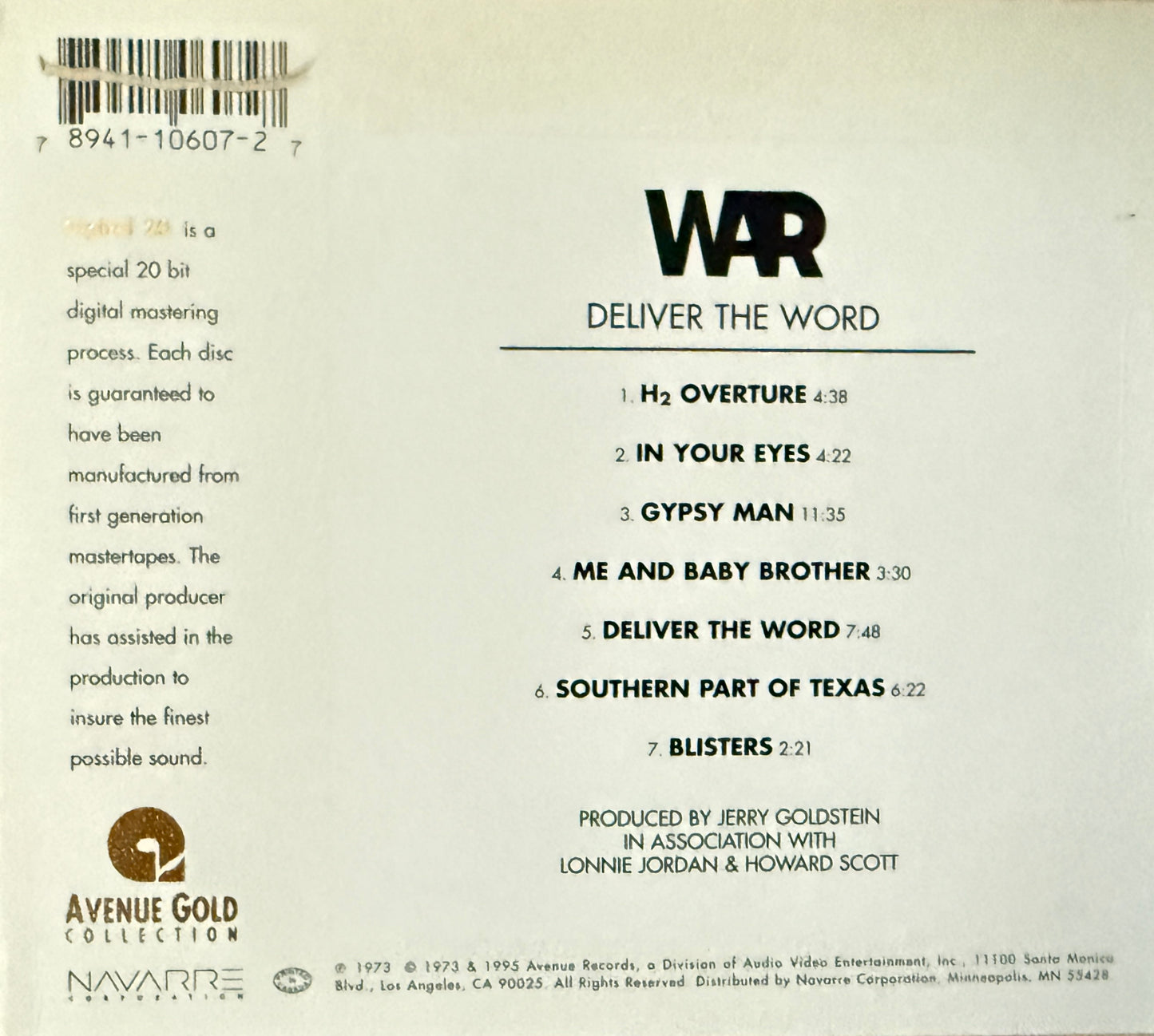 War - Deliver The Word (Avenue Gold CD)