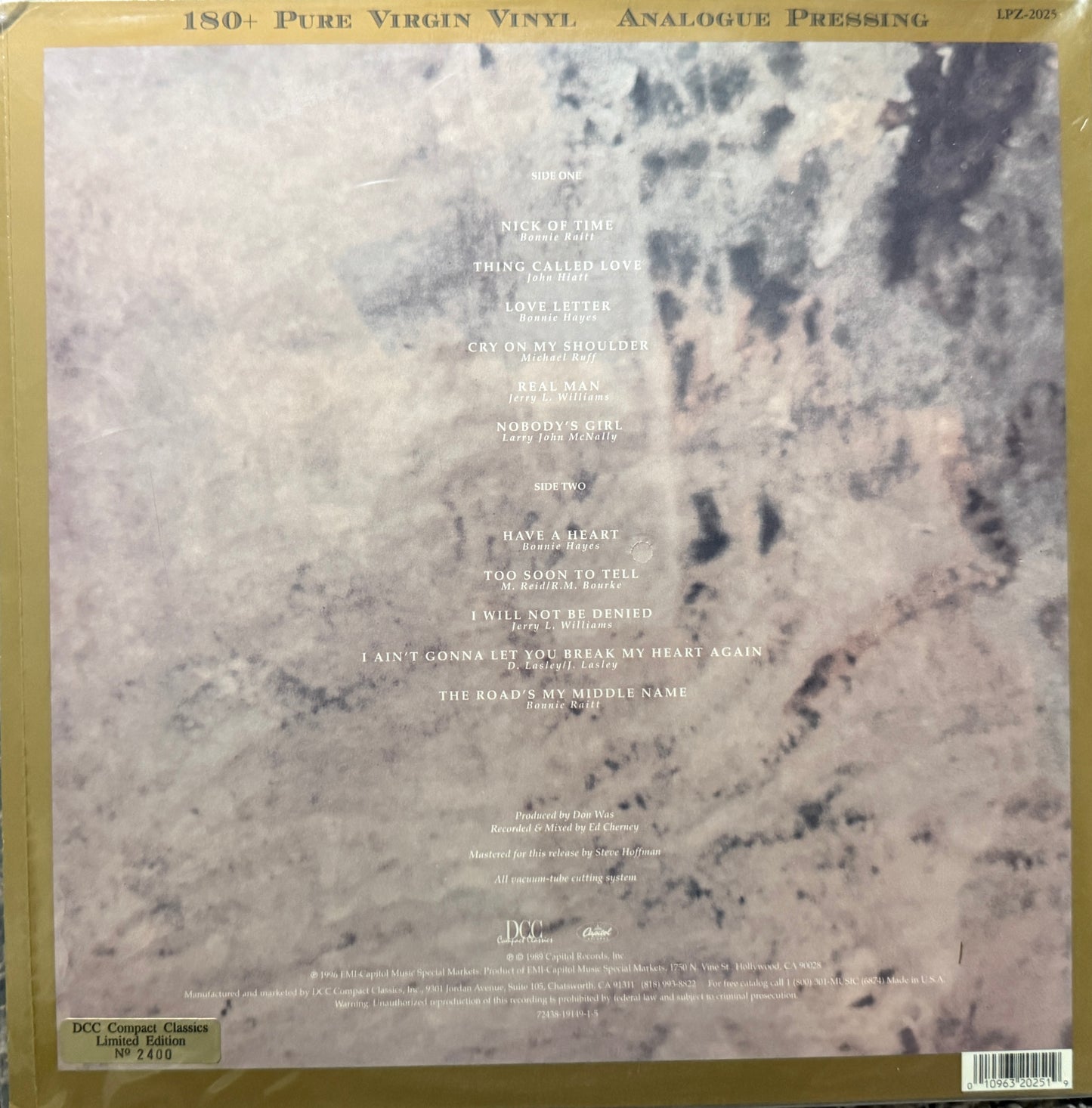 Bonnie Raitt - Nick Of Time (DCC Compact Classics) Factory Sealed