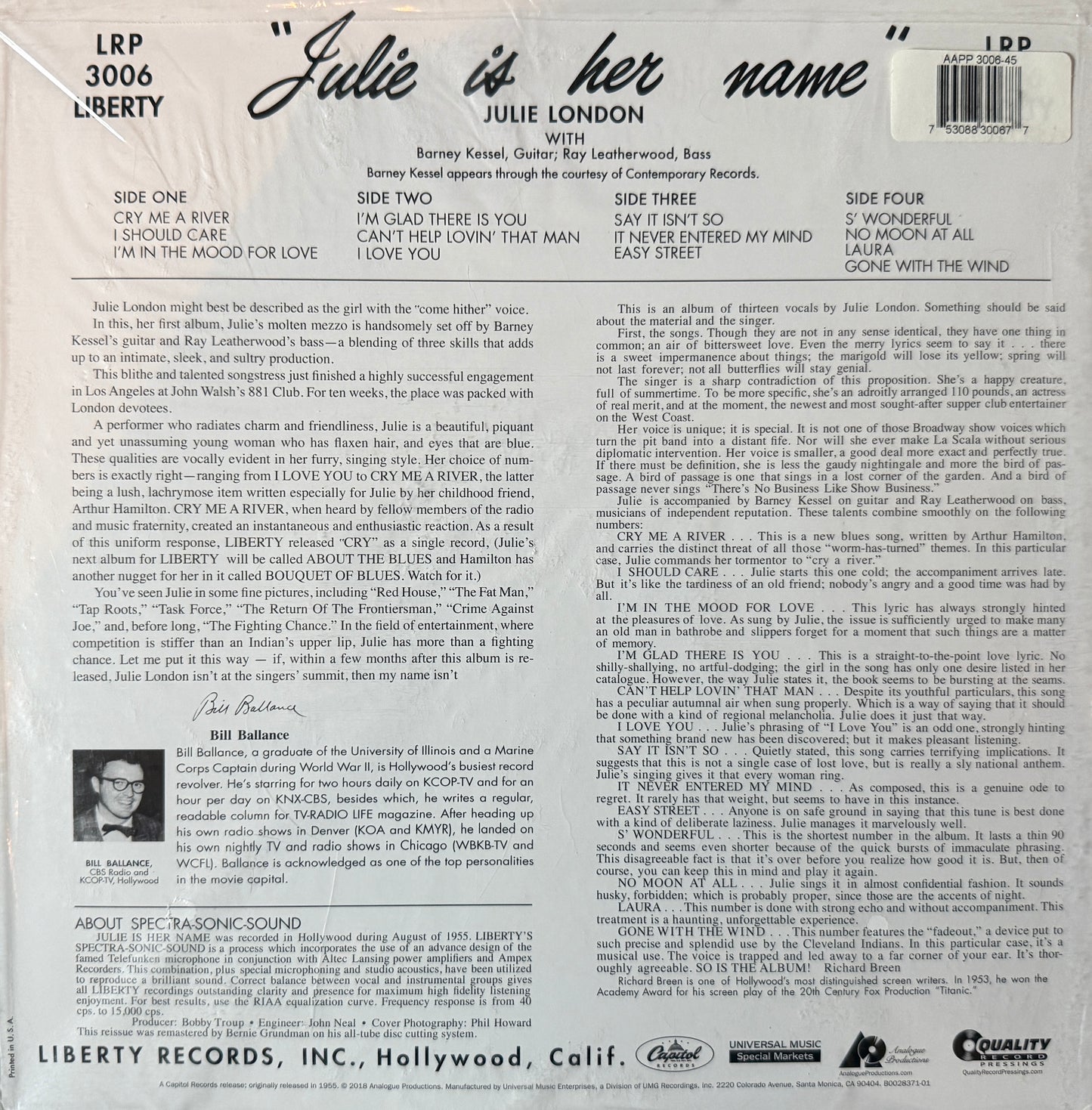 Julie London - Julie Is Her Name (AP 2XLP) Factory Sealed