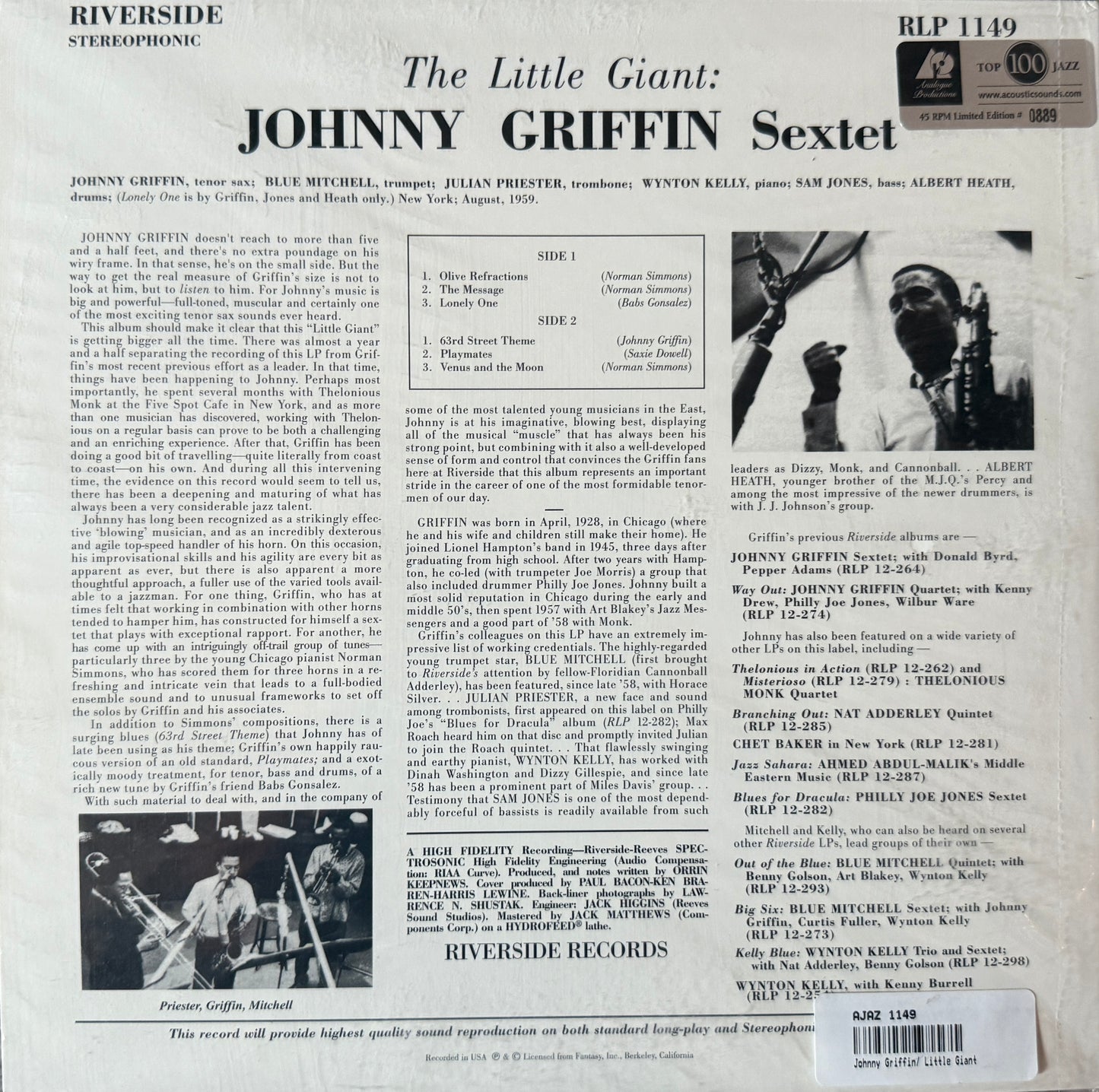 Johnny Griffin - The Little Giant (AP 2XLP) Factory Sealed