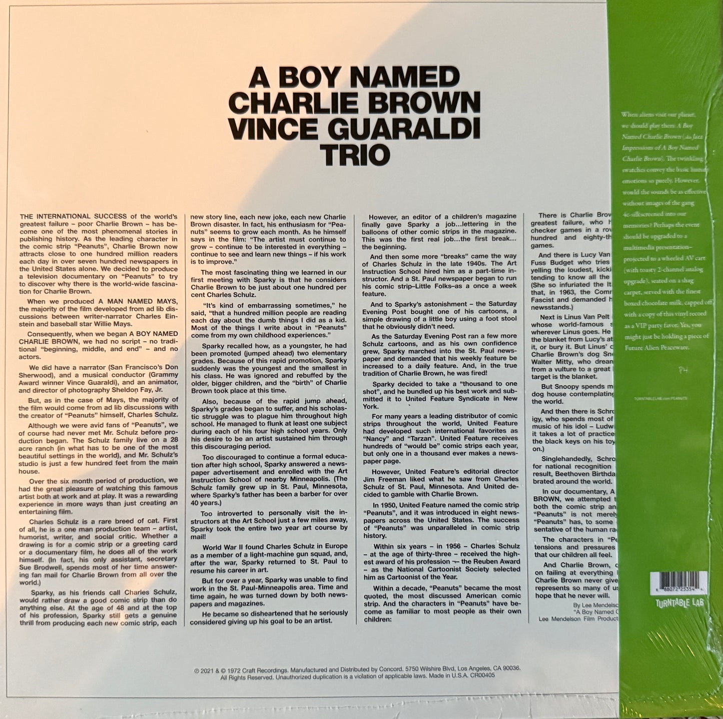 Vince Guaraldi Trio - A Boy Named Charlie Brown (Turntable Lab Yellow Vinyl) Factory Sealed