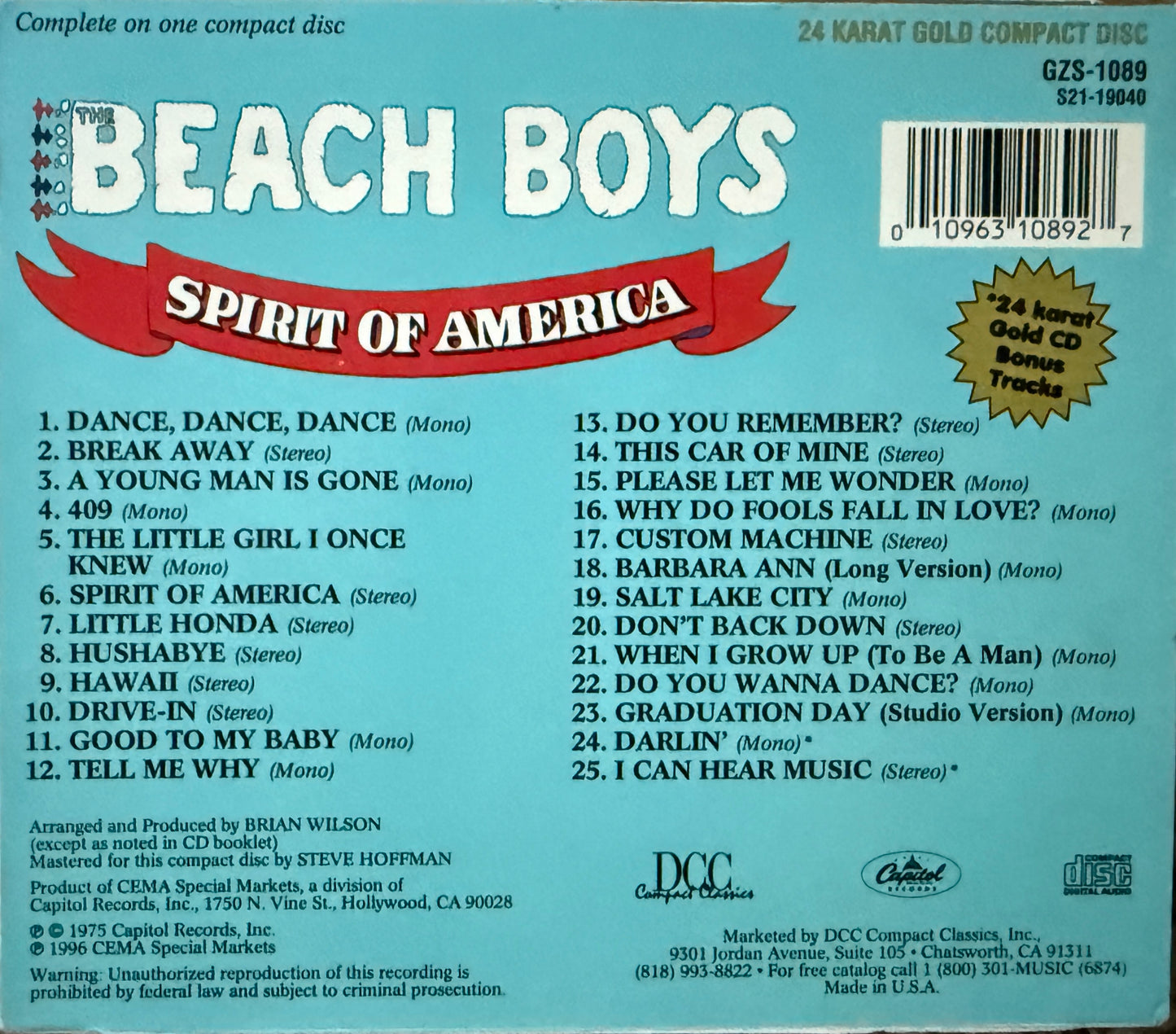 Beach Boys - Spirit Of America (DCC Gold CD)