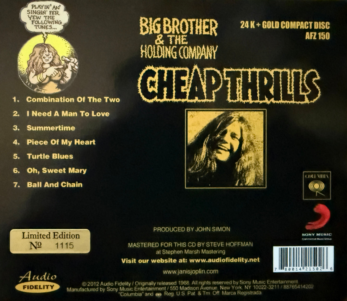 Big Brother & The Holding Company - Cheap Thrills (Audio Fidelity Gold CD)