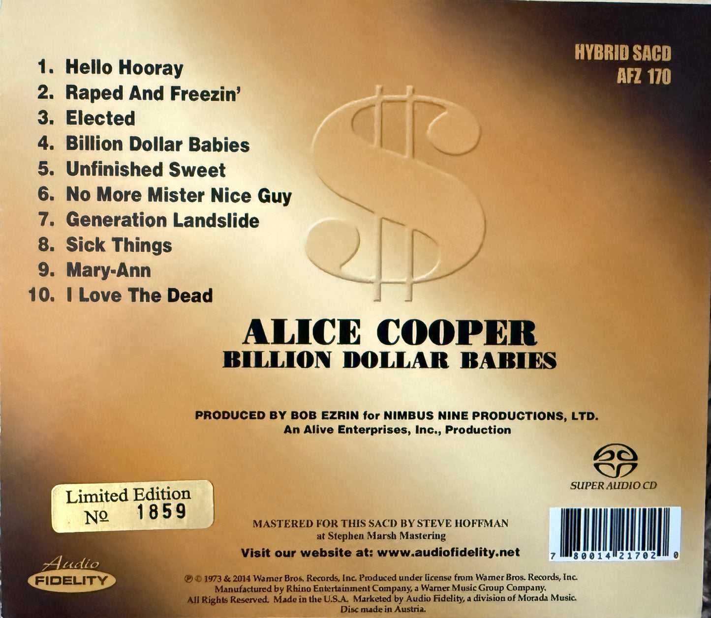 Alice Cooper - Billion Dollar Babies (Audio Fidelity SACD)