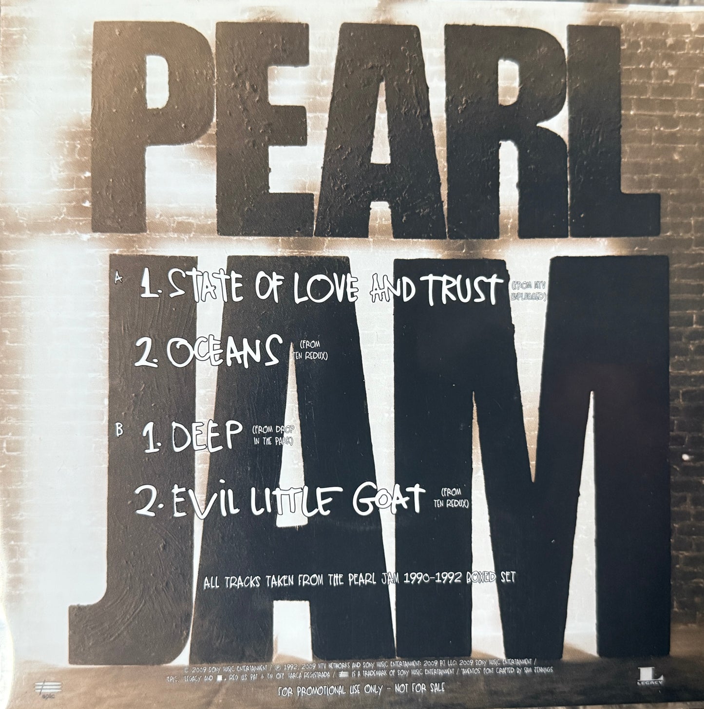 Pearl Jam - 1990-1992 Box Set Sample (6X7" Promo) *Large Hole