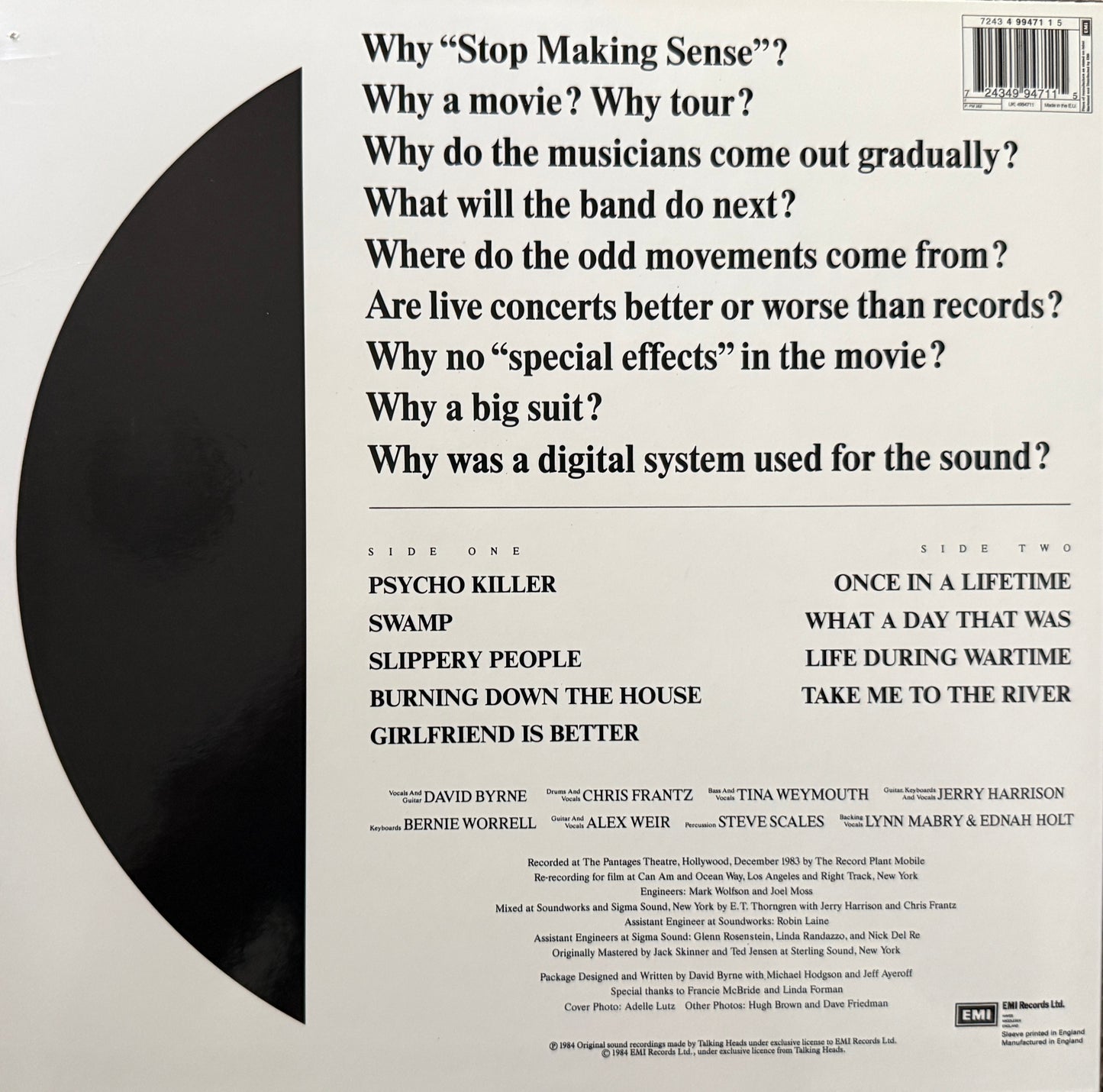 Talking Heads - Stop Making Sense (1999 UK Press EMI 100)