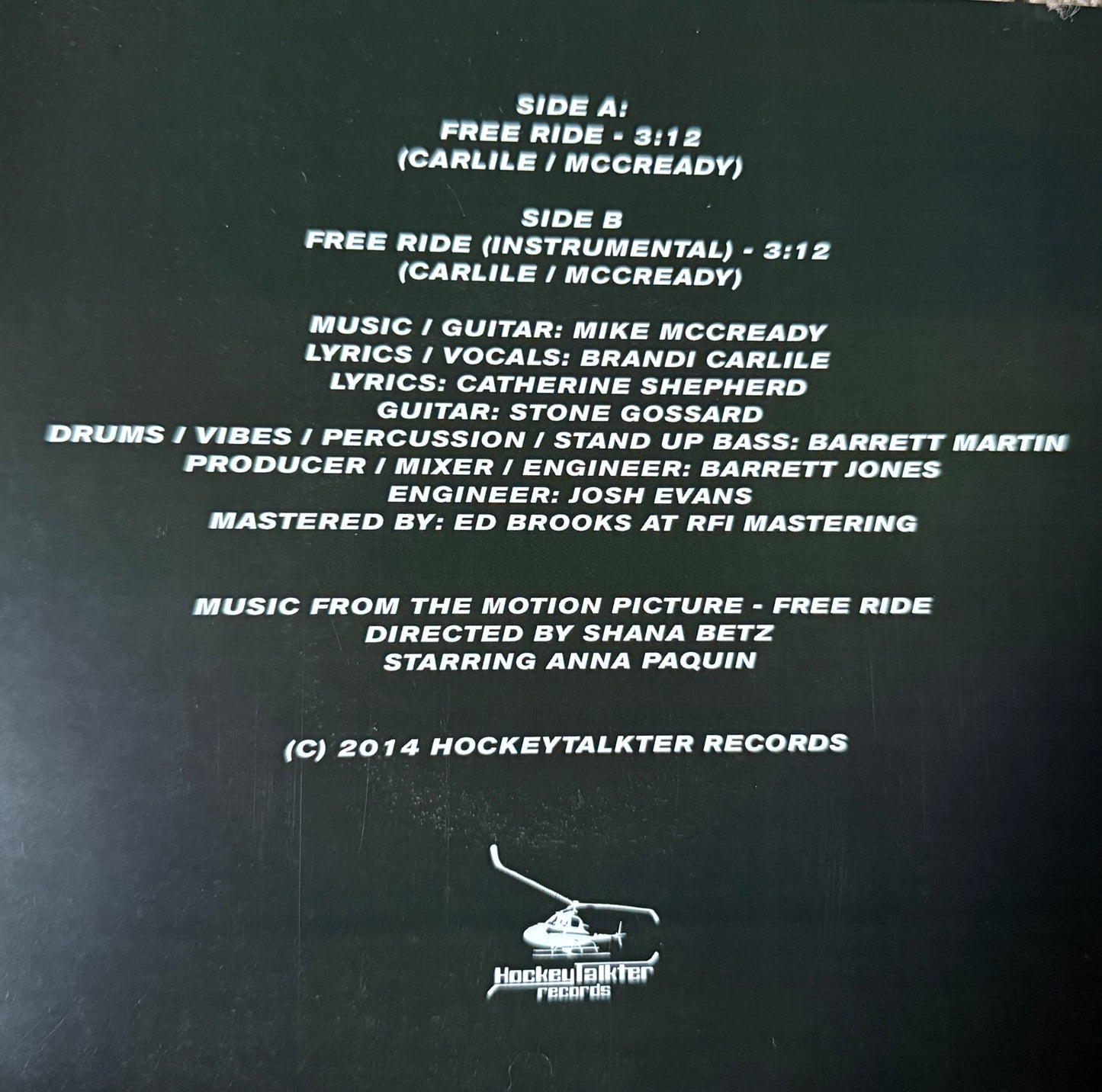 Brandi Carlile/Mike McCready - Free Ride (Ten Club Clear Vinyl) 7”