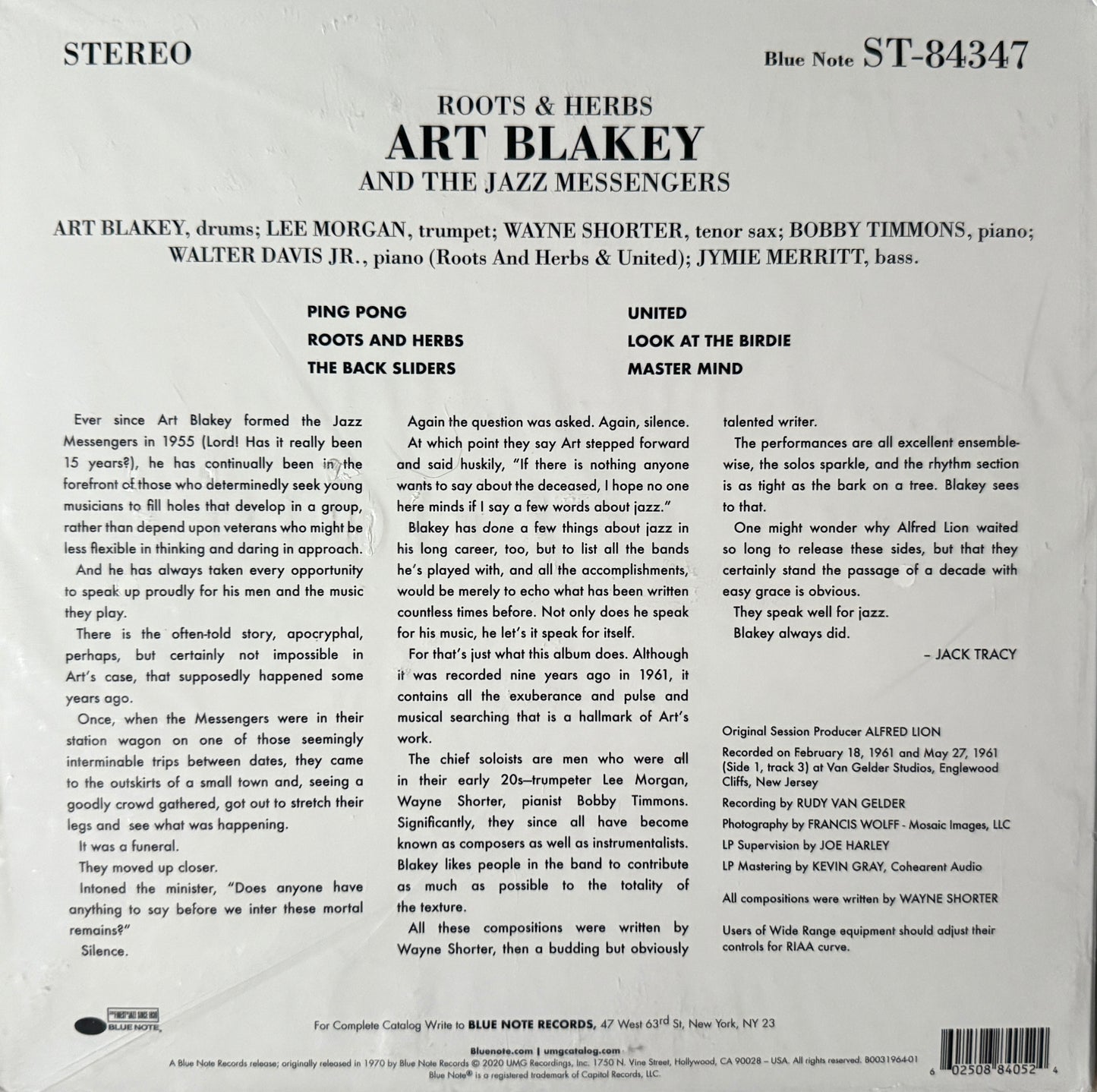 Art Blakey and The Jazz Messengers - Roots & Herb (Tone Poet) Factory Sealed