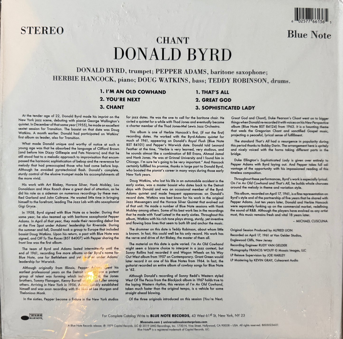 Donald Byrd - Chant (Tone Poet) Factory Sealed