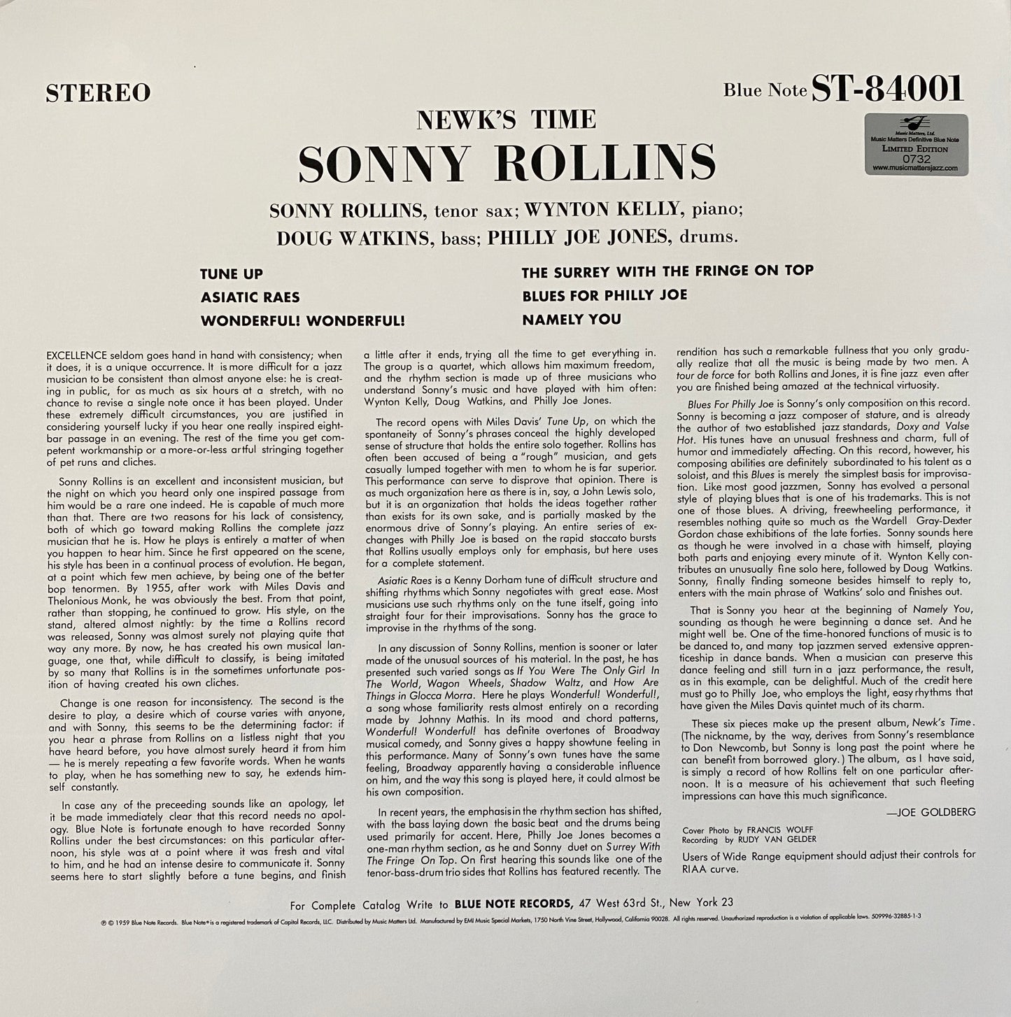 Sonny Rollins - Newk’s Time (Music Matters 2XLP 45 RPM)