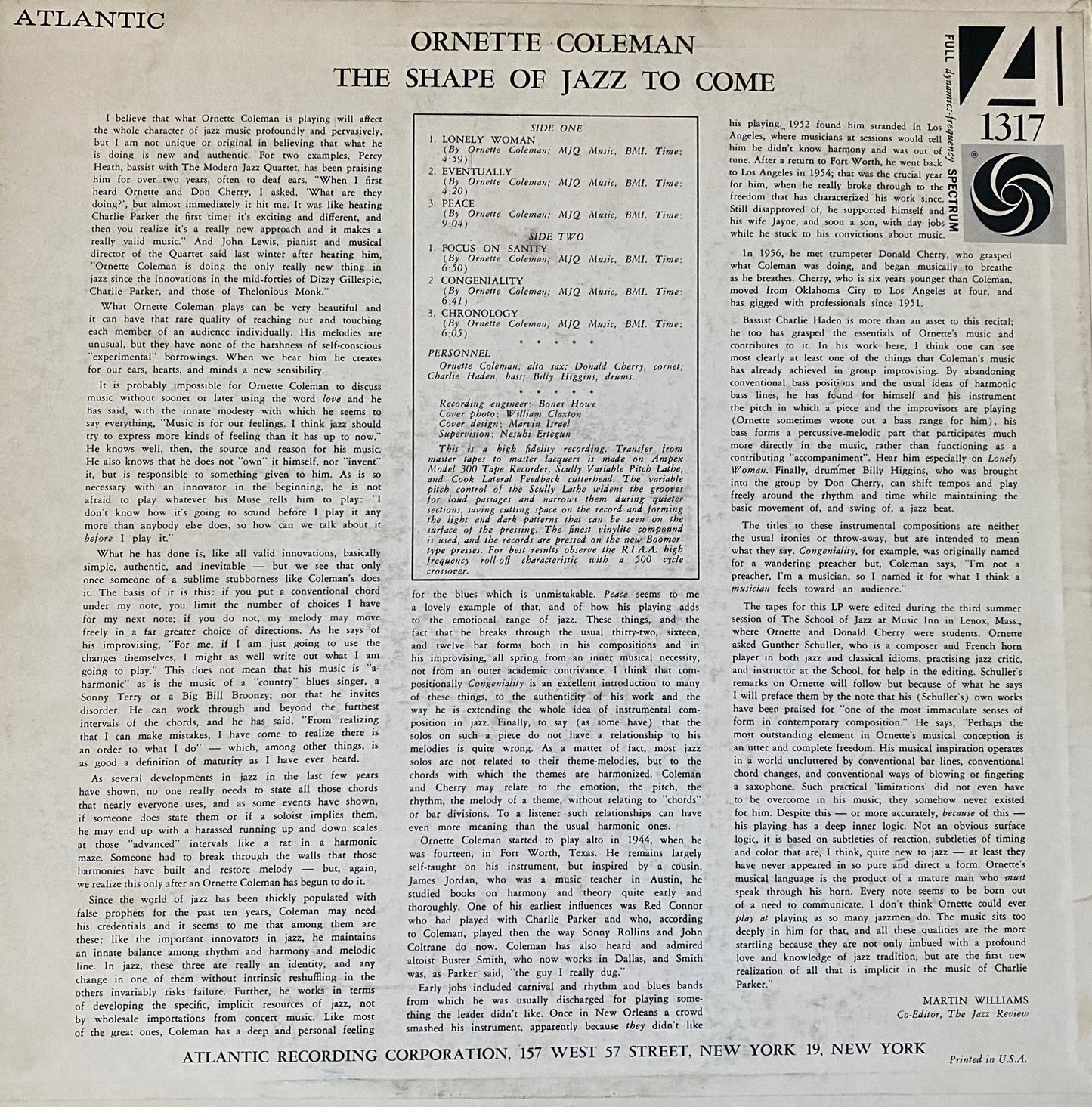 Ornette Coleman - The Shape of Jazz to Come ( 1st U.S. Press Mono)