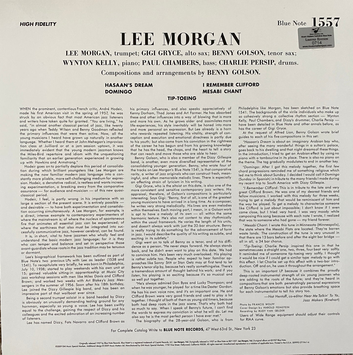 Lee Morgan - Vol. 3 (Music Matters 2XLP 45 RPM)