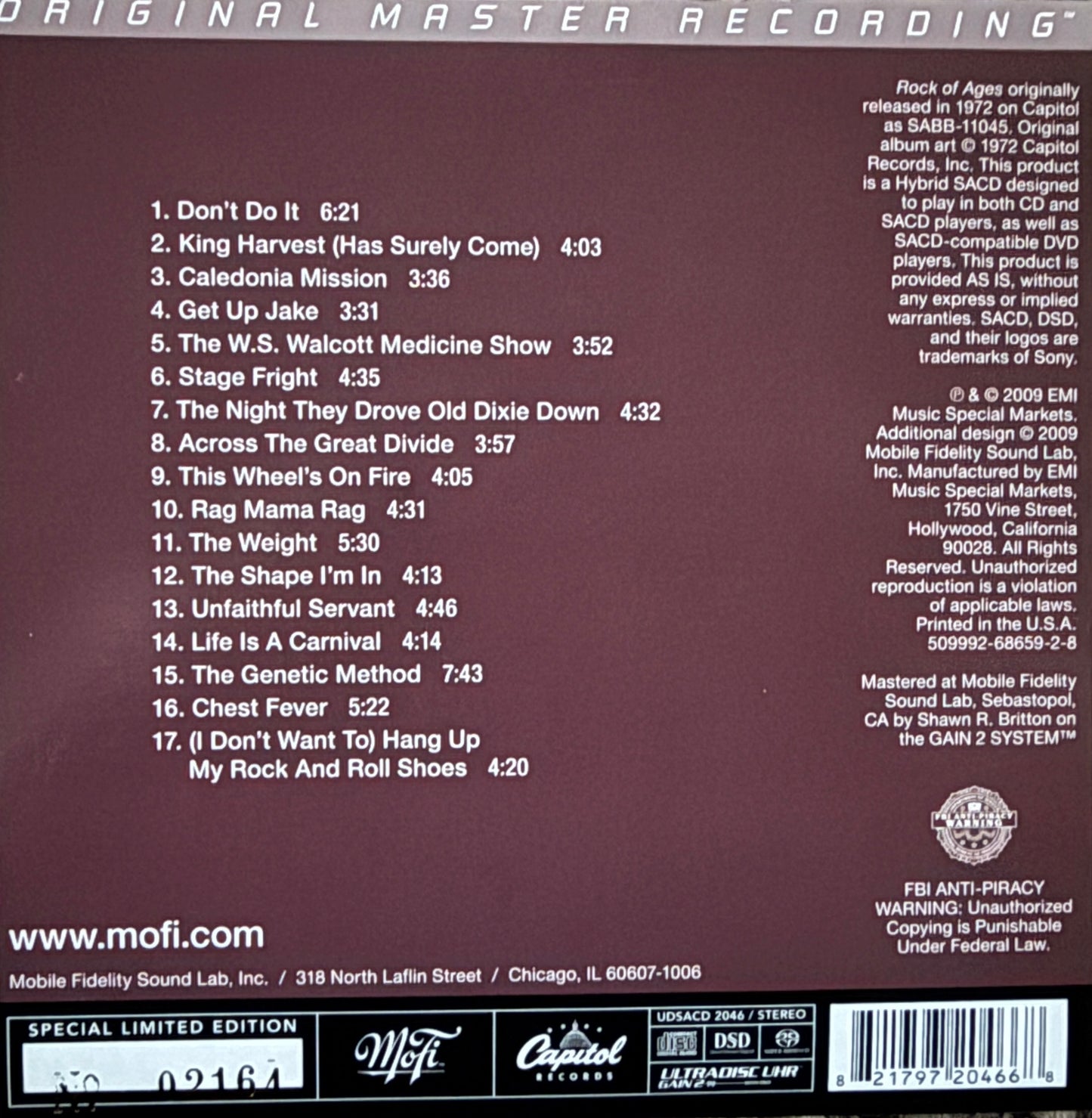 The Band - Rock Of Ages (Mobile Fidelity SACD)