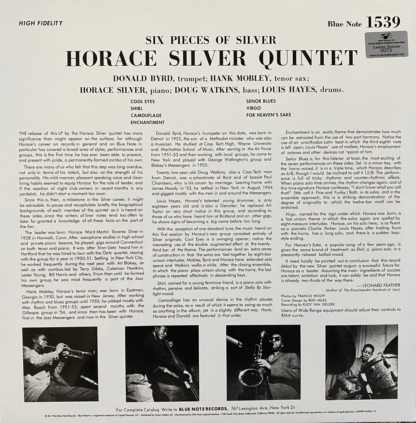 Horace Silver - 6 Pieces Of Silver (Music Matters 2XLP 45 RPM)