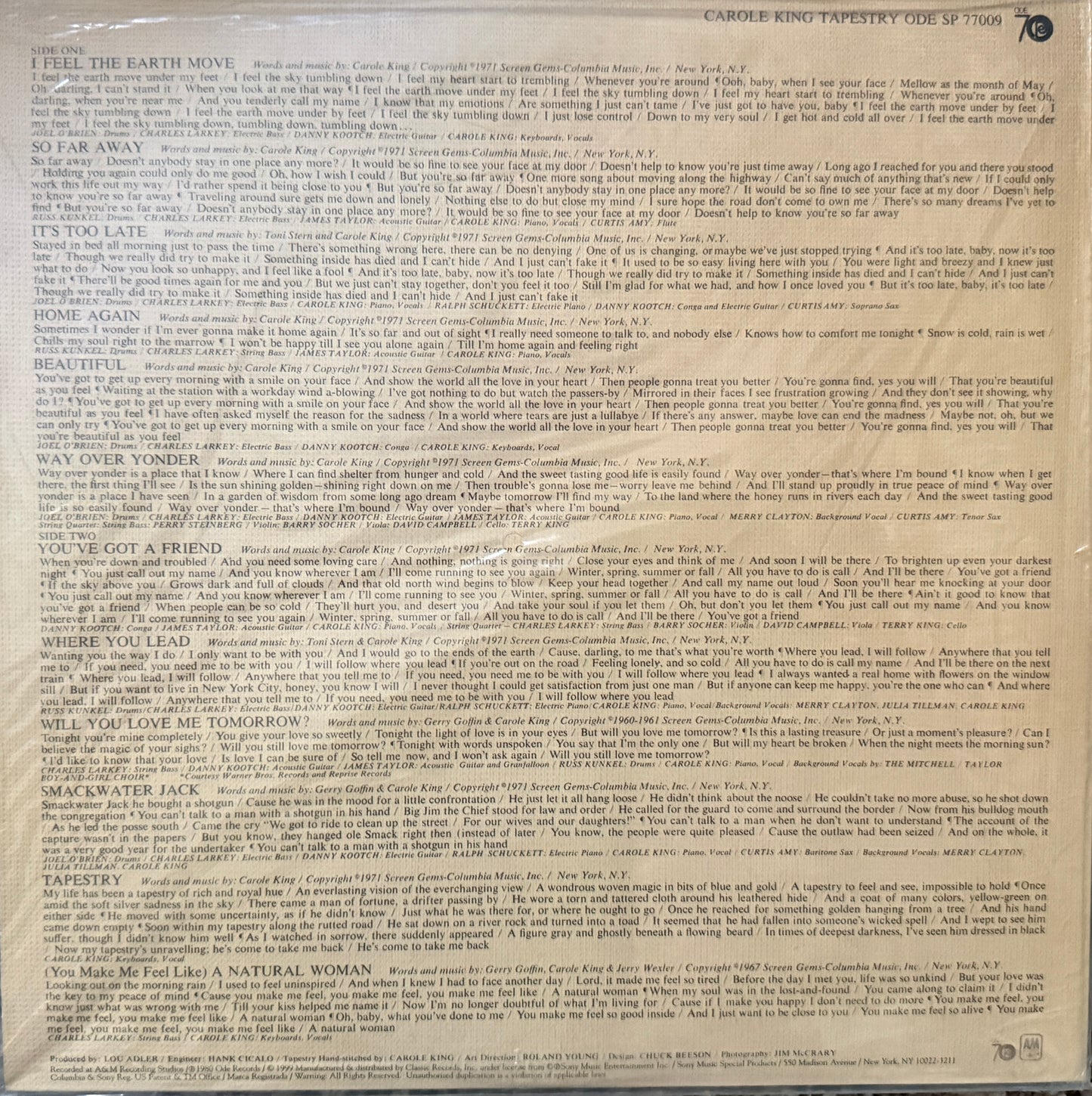Carol King - Tapestry (Classic Records) Factory Sealed