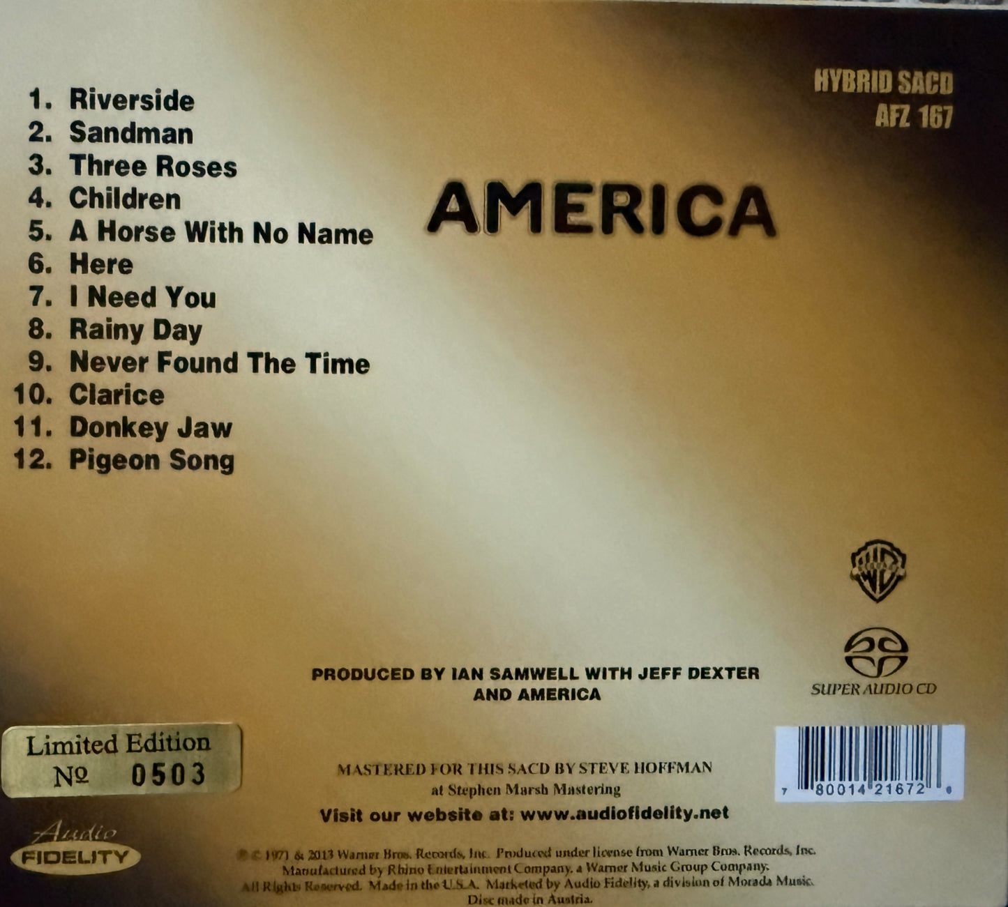 America - America (Audio Fidelity SACD)