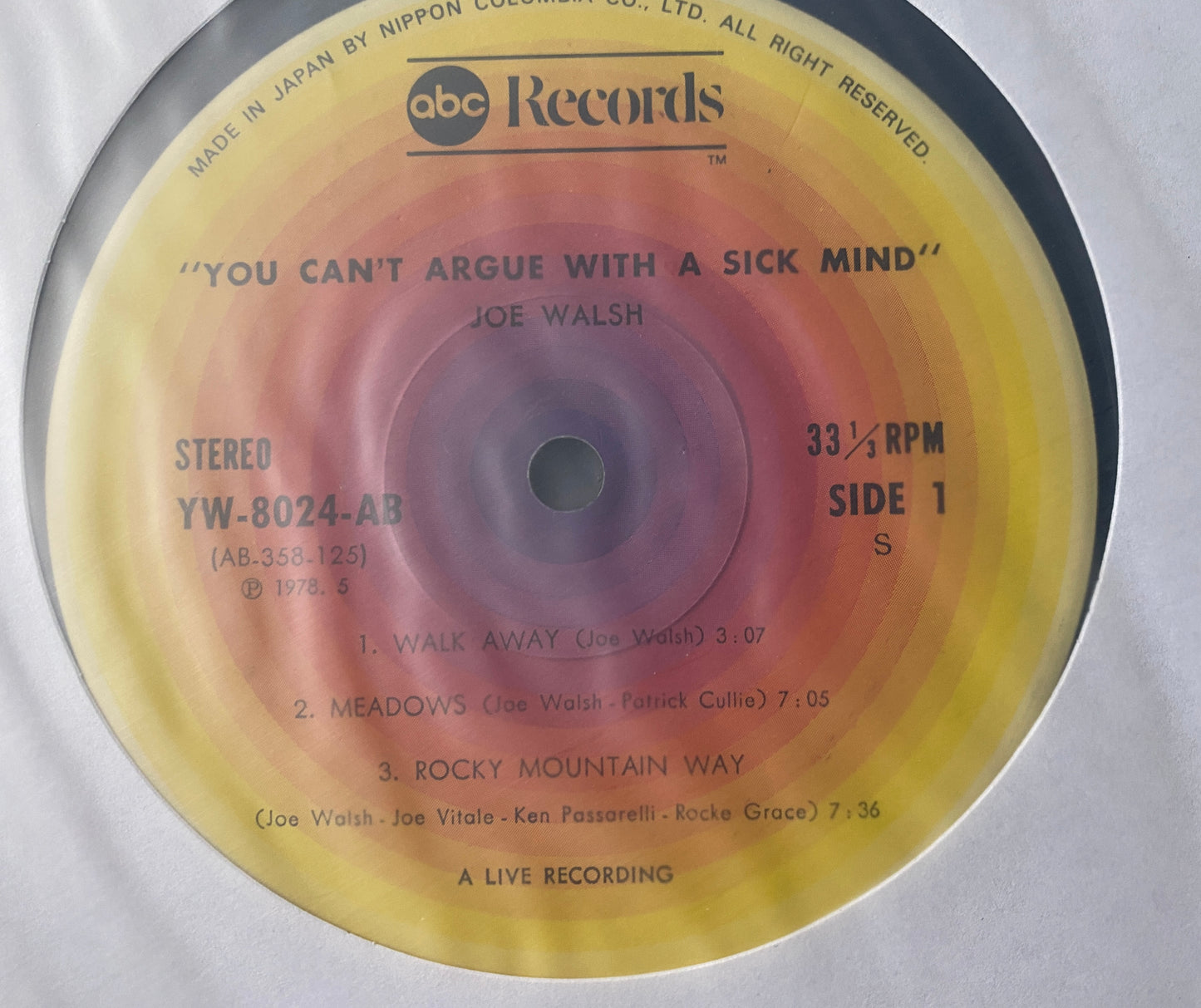 Joe Walsh - You Can’t Argue With A Sick Mind (1976 Japan Press No OBI)