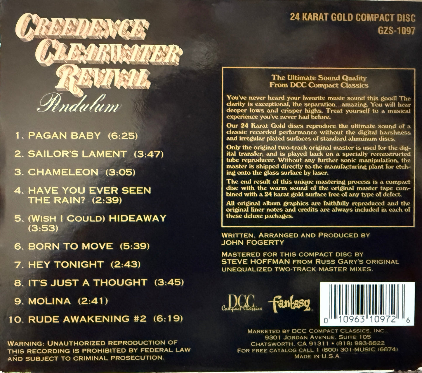 Creedence Clearwater Revival - Pendulum (DCC Gold CD)
