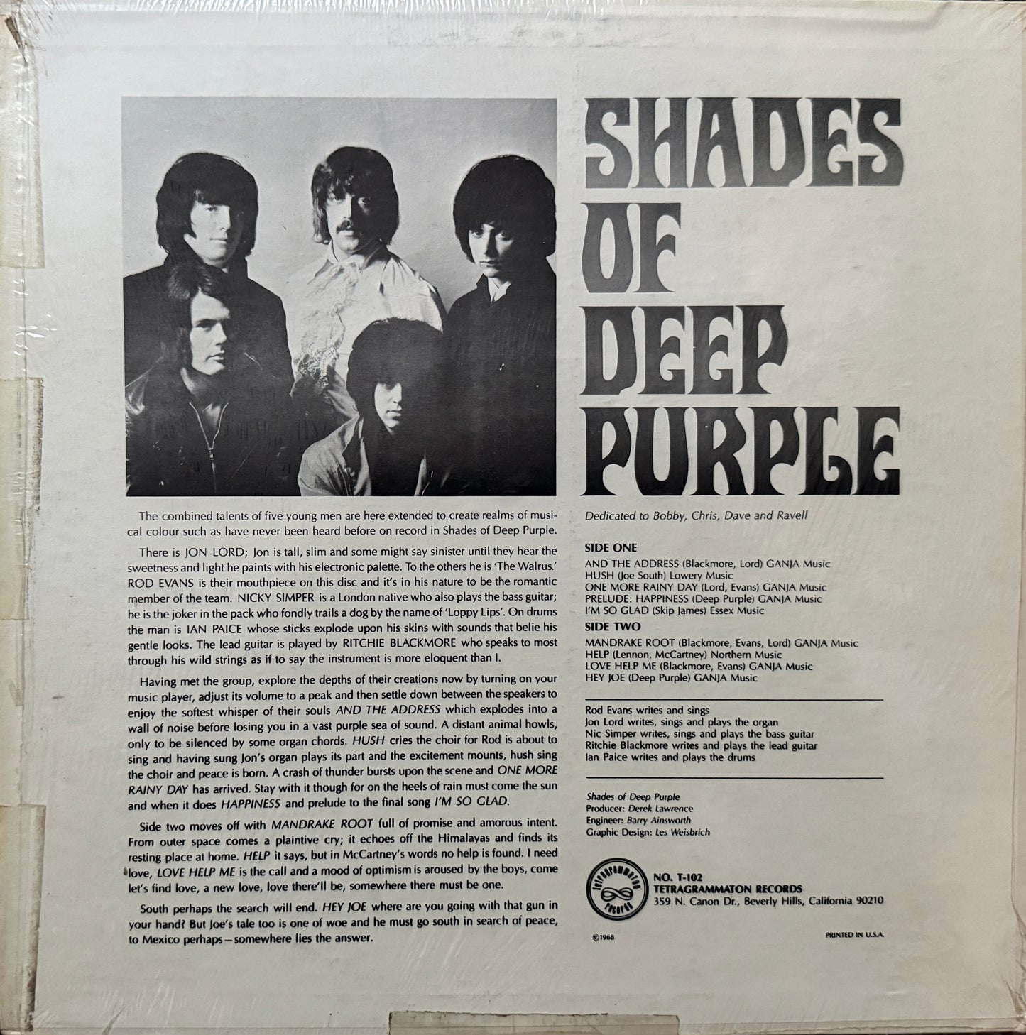 Deep Purple - Shades Of Deep Purple (1969 U.S. Press) Archival Copy!