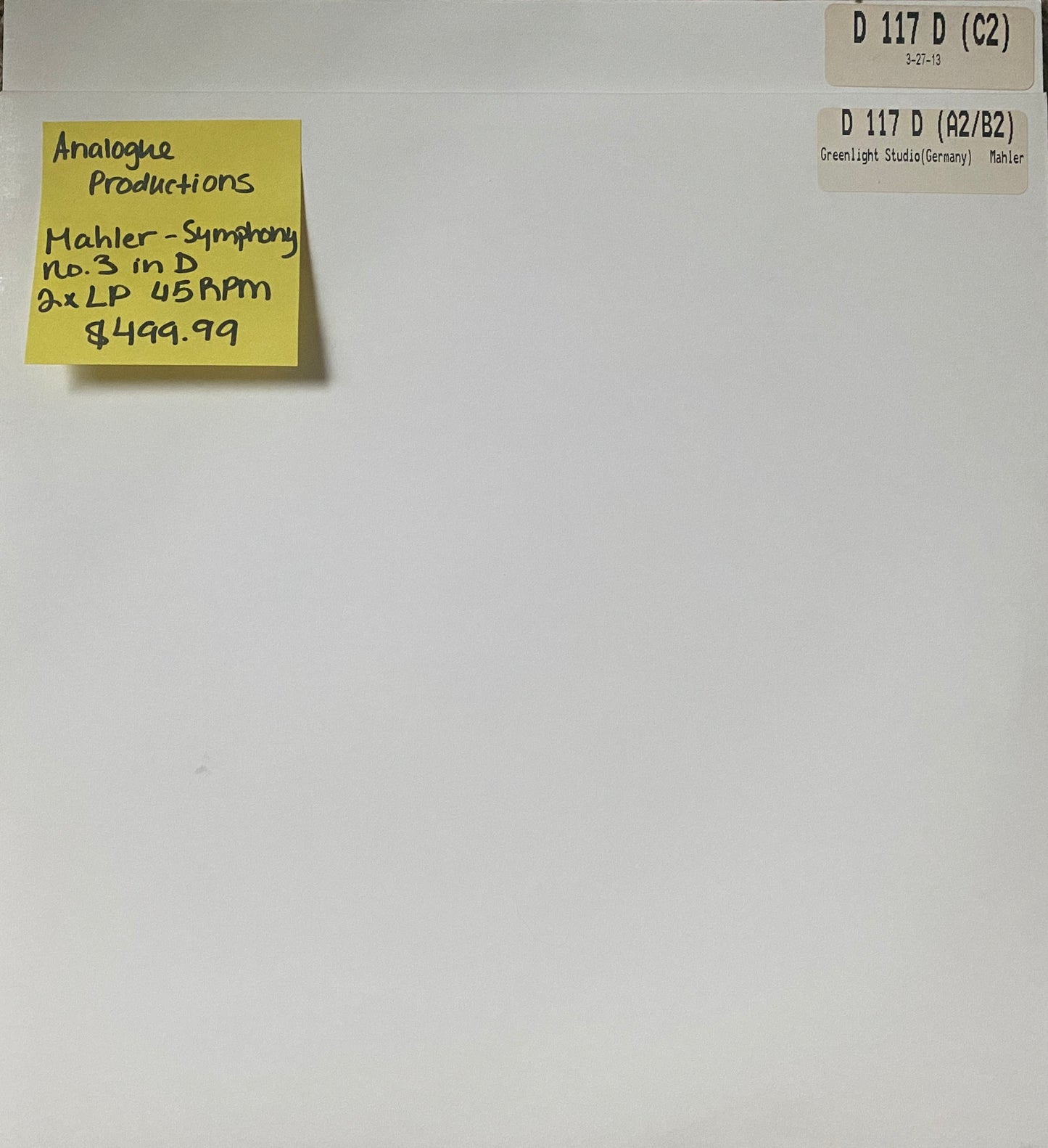 Mahler - Symphony No. 3 (Test Pressing)