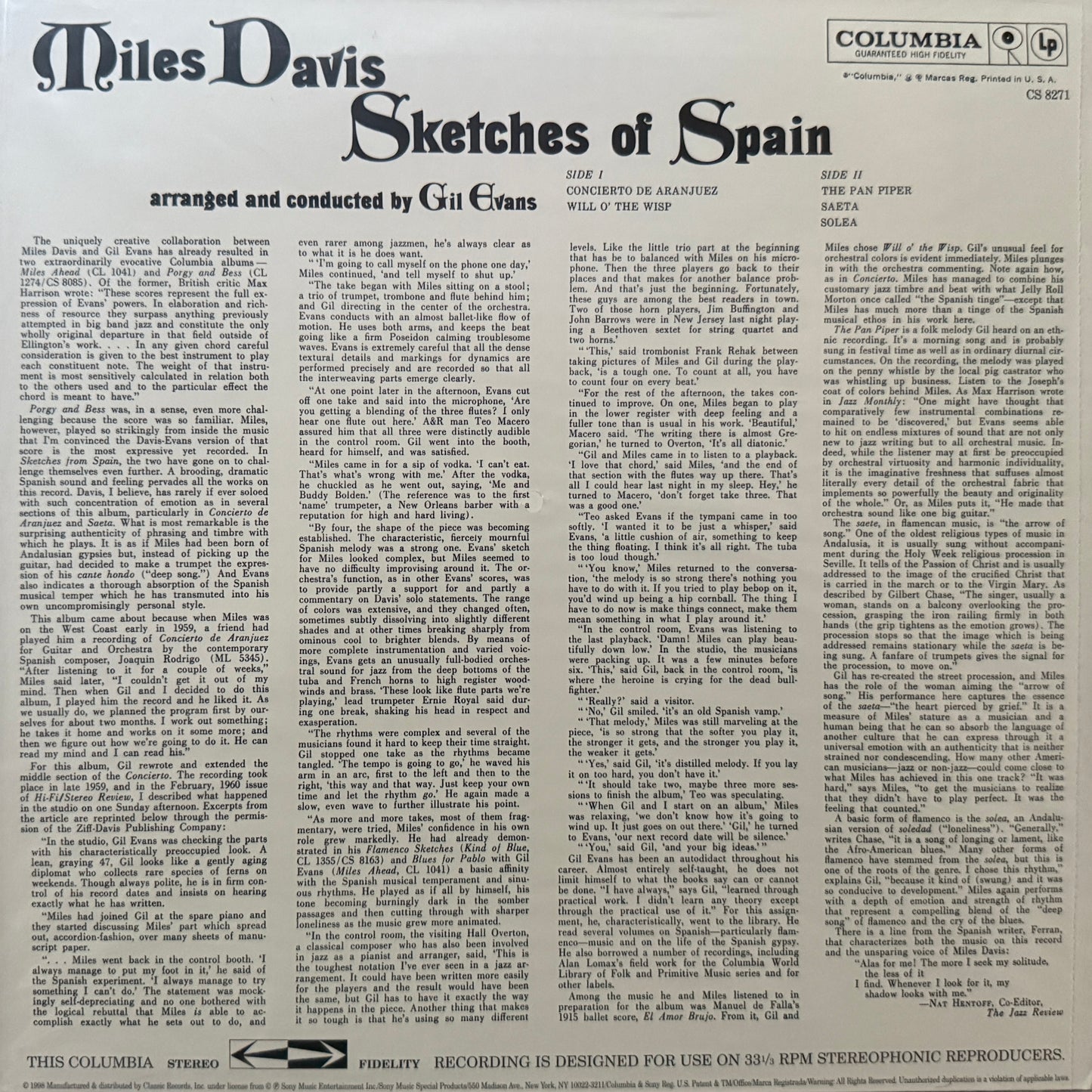 Miles Davis - Sketches Of Spain (Classic Records Quiex SV) Factory Sealed