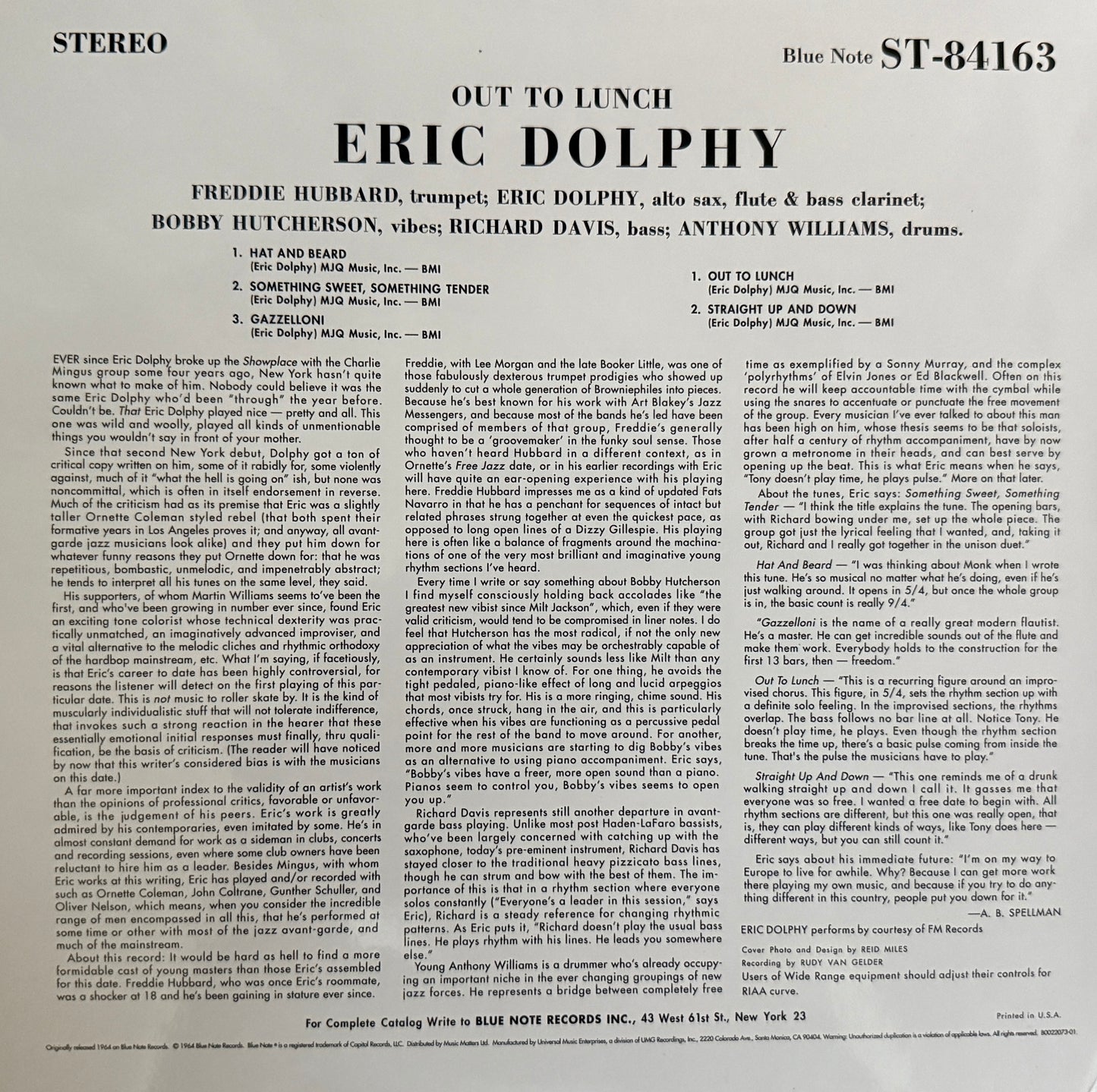 Eric Dolphy - Out To Lunch (Music Matters 33 RPM)