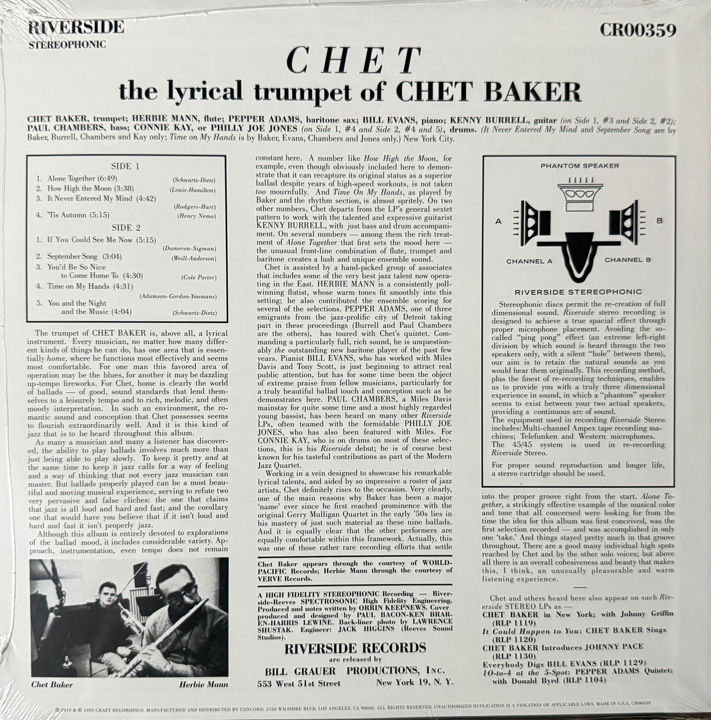 Chet Baker - Chet (Craft Recordings) Factory Sealed