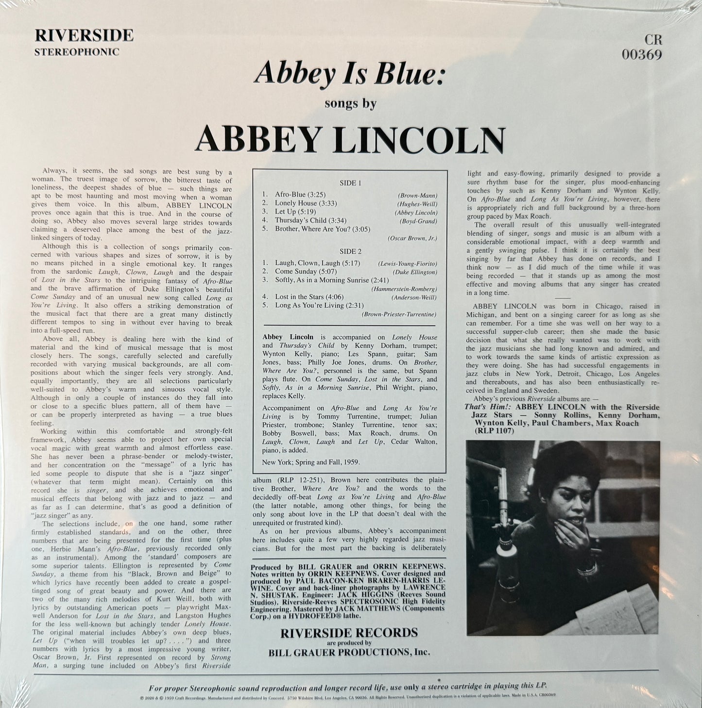 Abbey Lincoln - Abbey Is Blue (Craft) Factory Sealed