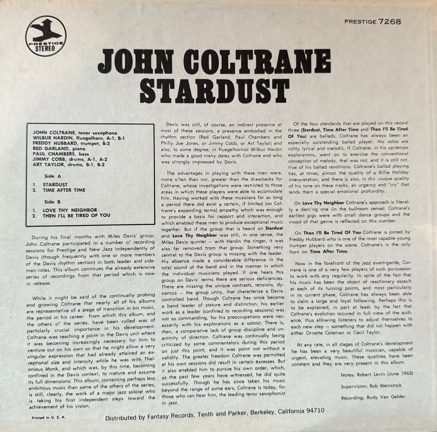 John Coltrane - Stardust (Early 70’s Prestige)