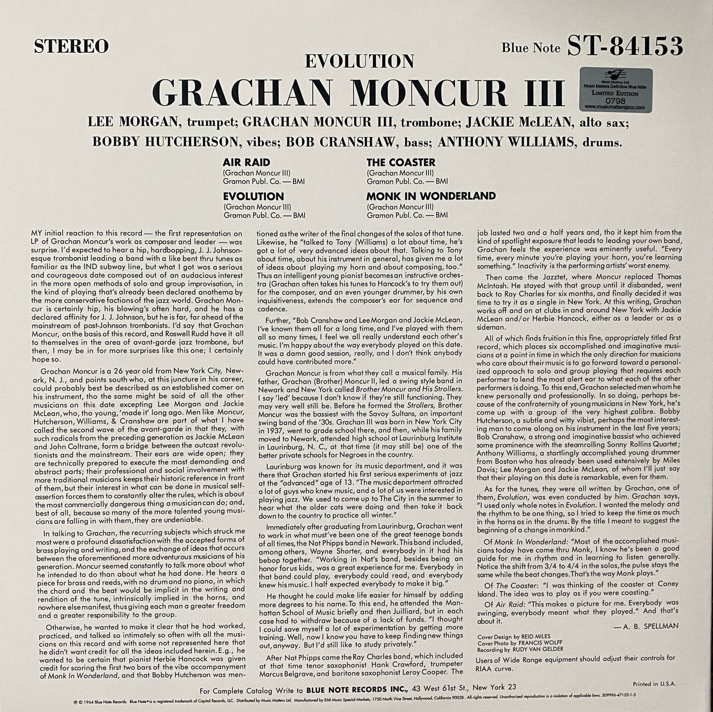 Grachan Moncur III - Evolution (Music Matters 2XLP 45 RPM) Steve Hoffman